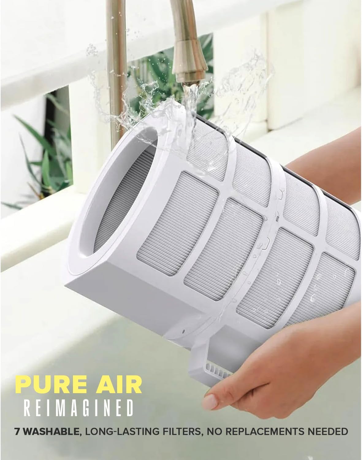 Nuwave Forever Air Purifier for Home Large Room Up to 2,002 Ft², Dual Sensors, 7 Easy to Clean &