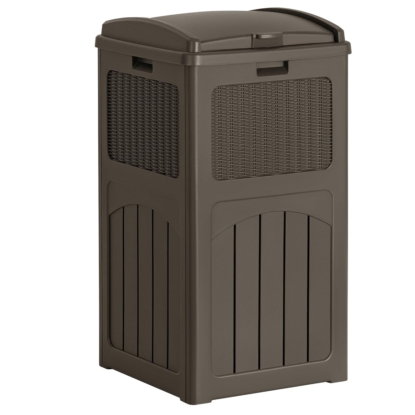 Flamaker 30 Gallon Trash Can, Resin Outdoor Garbage Can with Lid, Waterproof Hideaway Patio Waste