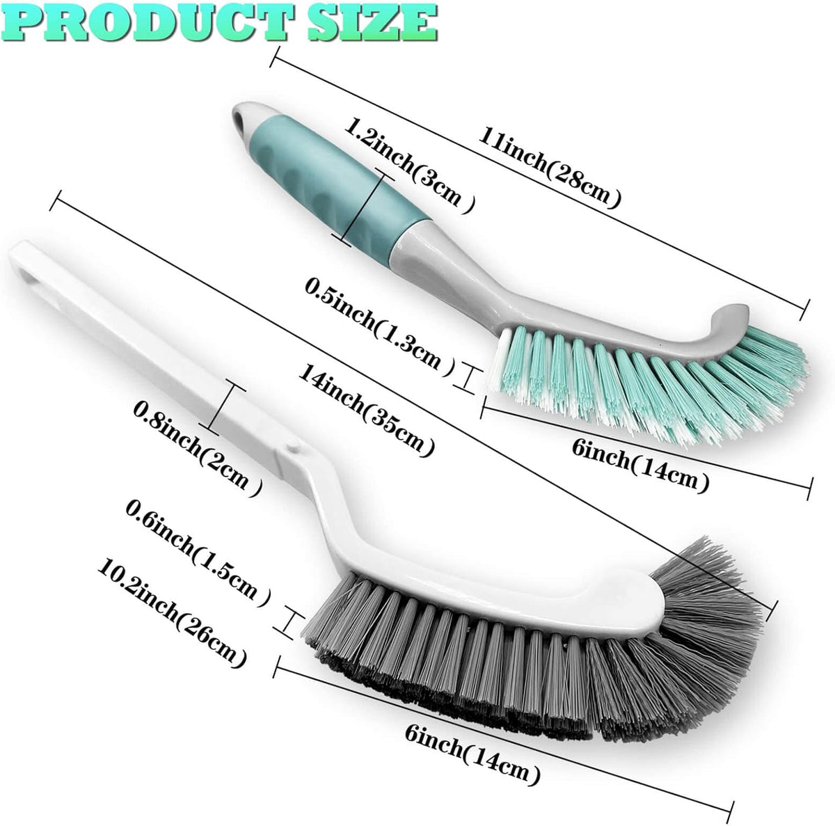 2Pcs Cleaning Brushes, Multi-Purpose Right Angle Brush Scrubbing Kitchen Bathroom Deep Cleaning