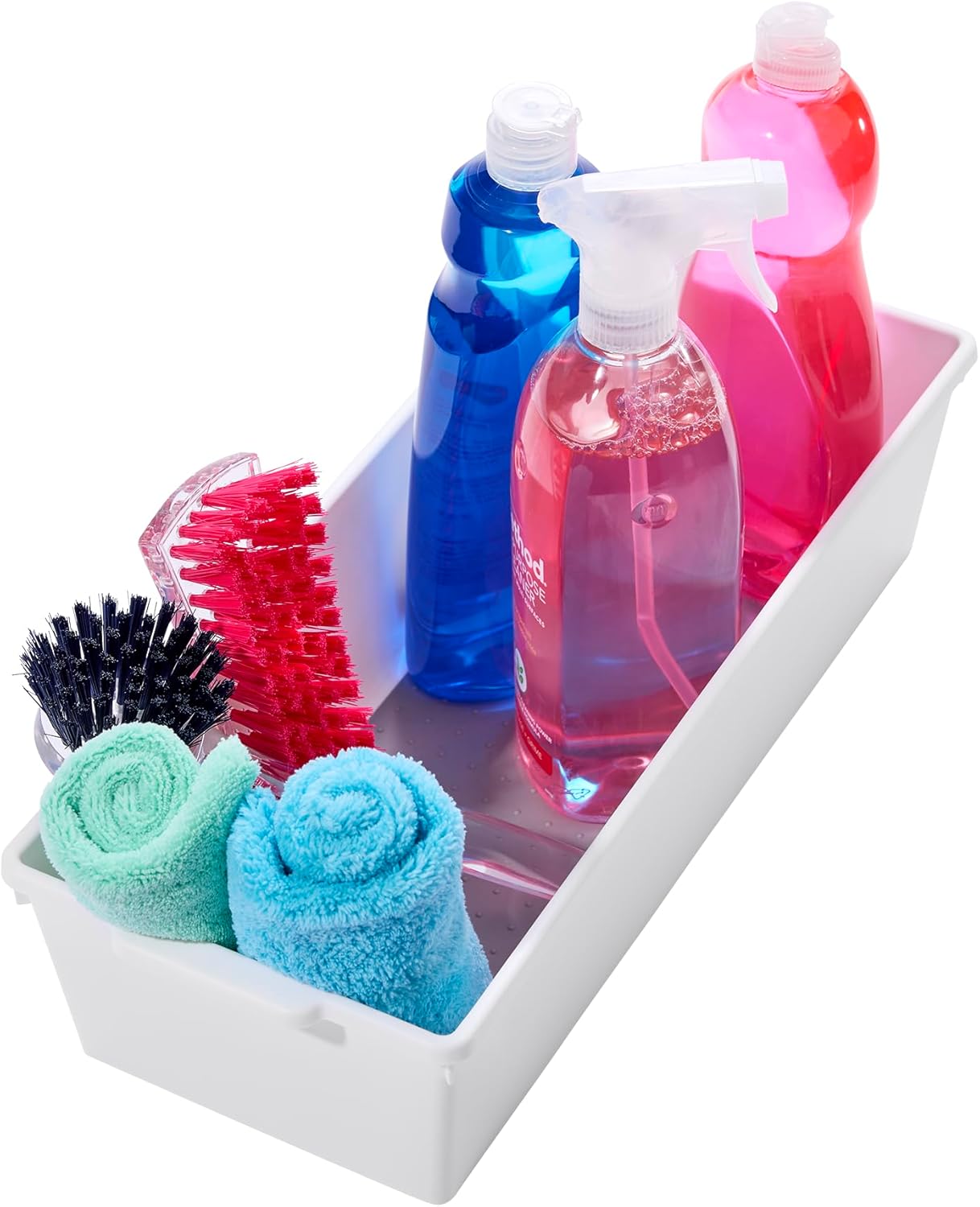 Madesmart Plastic Multipurpose Storage Organizer Deep Bin with Handles, Portable Under Sink and