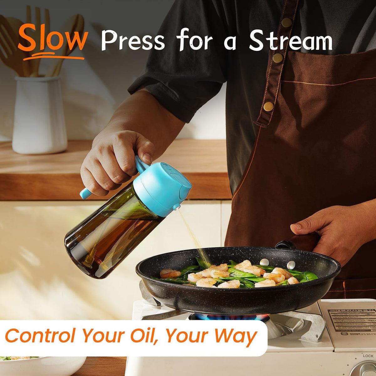 TrendPlain - Original 16oz/470ml Olive Oil Dispenser Bottle for Kitchen Gadgets and Air Fryer