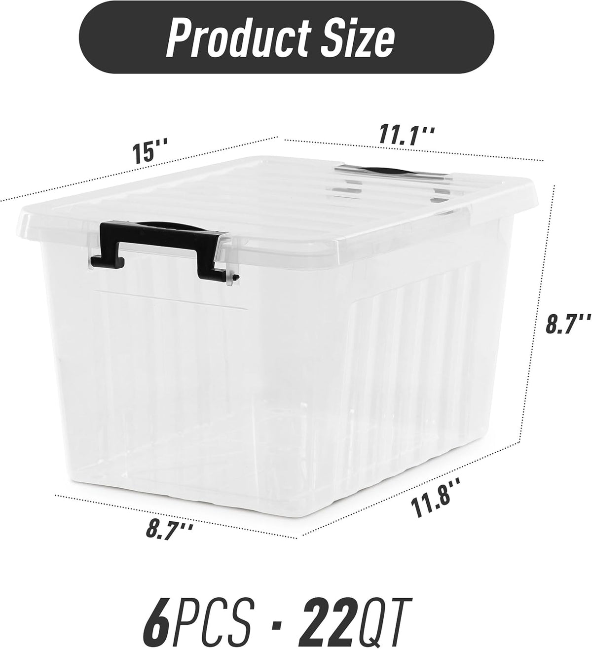 Citylife 22 QT Clear Plastic Storage Bins with Lids Stackable and Nestable Storage Boxes with Lids