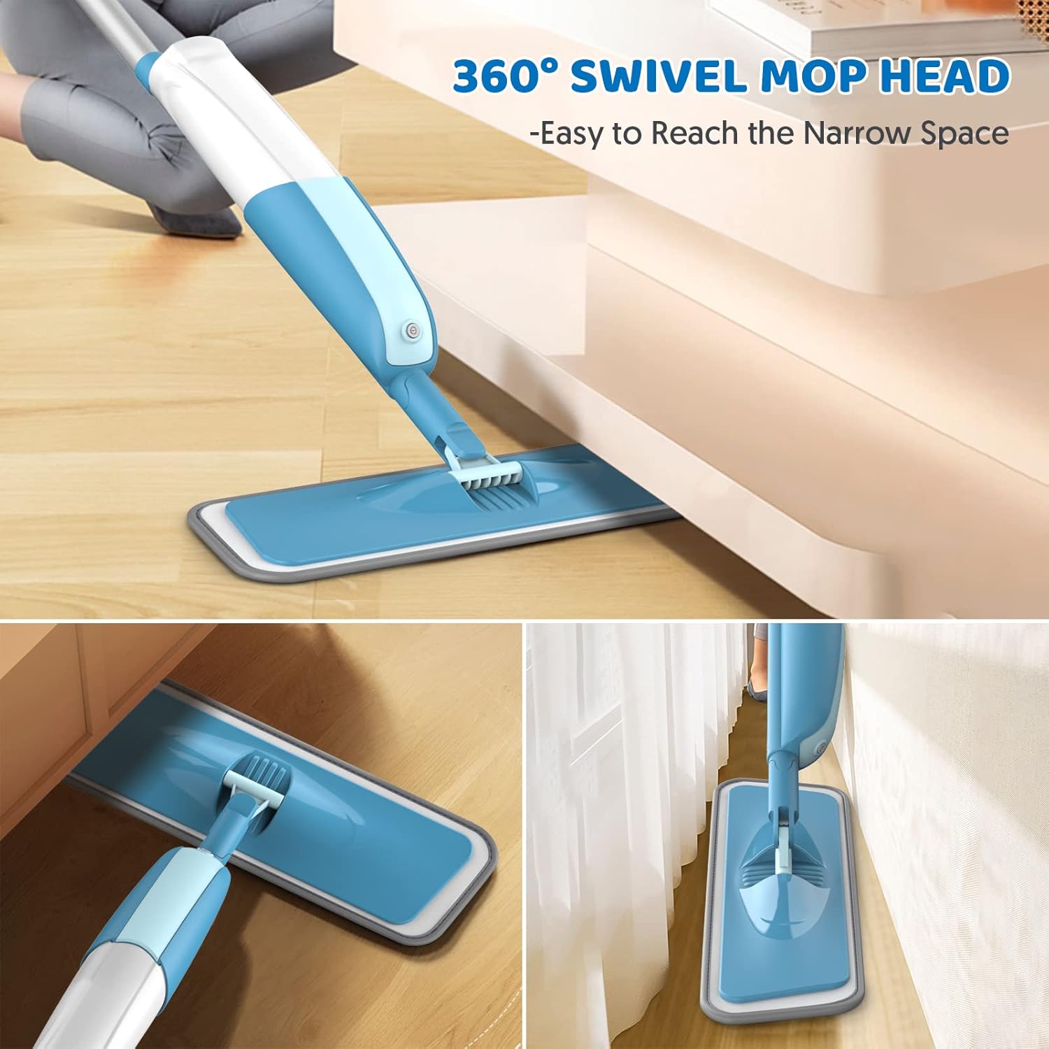 Spray Wet Mops for Hardwood Floor Cleaning - MEXERRIS Microfiber Dust Dry Mops with Spray 4
