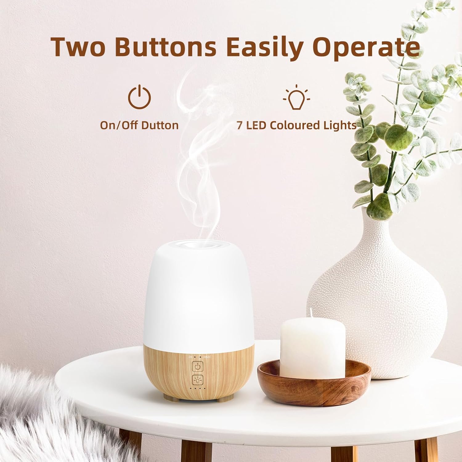 150ML Cordless Essential Oil Diffuser, Built-in 6000mAH Rechargeable Battery, 7-Hour Runtime, 7 LED