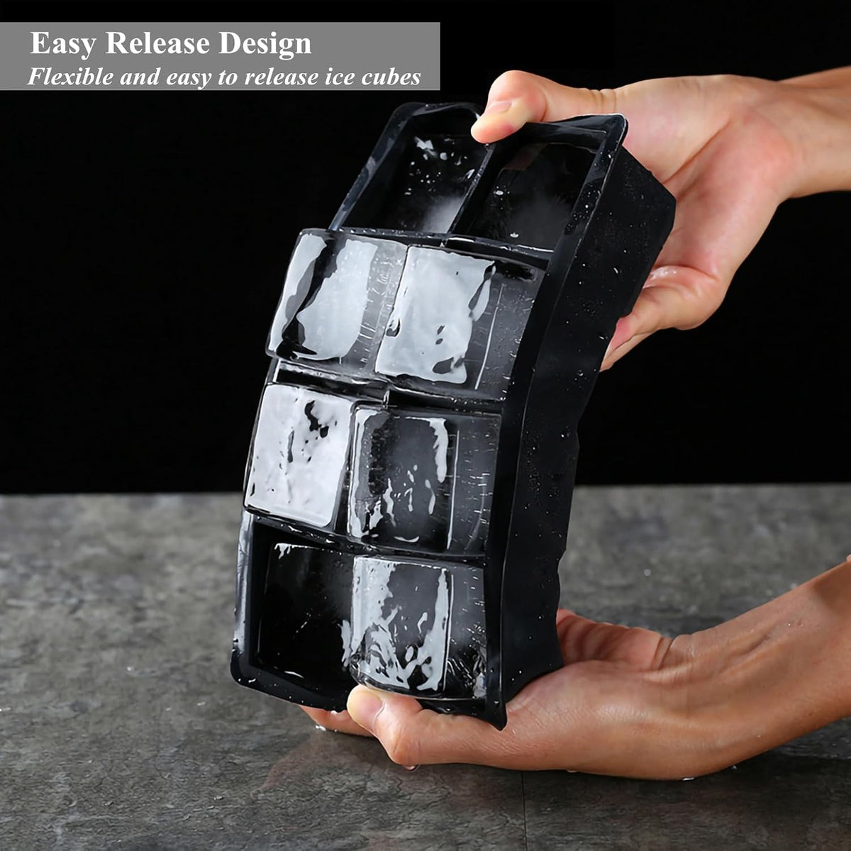 Bangp Large Ice Cube Tray for Whiskey,2 Pack Stackable Big Ice Cube Molds Make 16 Big Whiskey Ice