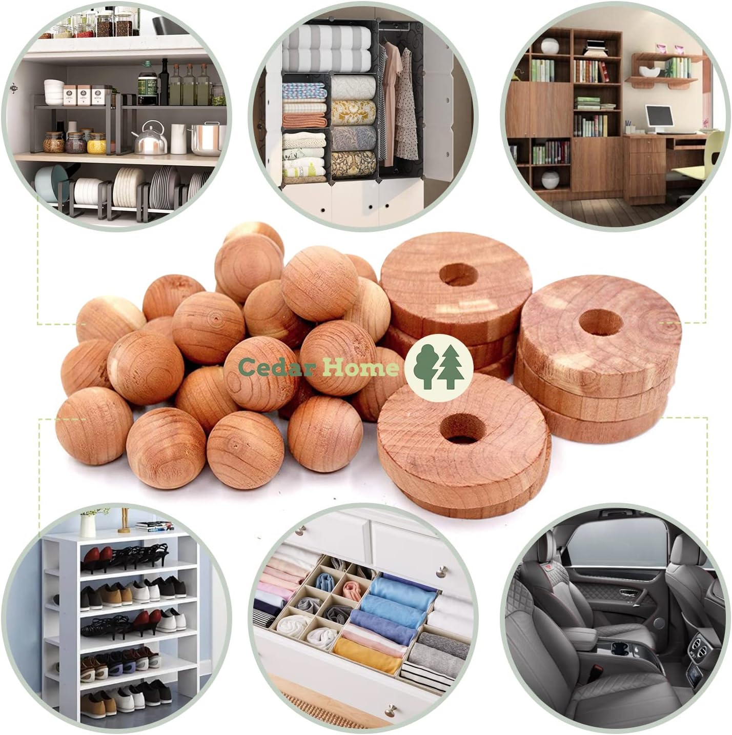Cedar Blocks for Clothes Storage | Cedar Balls & Rings | Dresser Drawer Freshener Odor Eliminator |