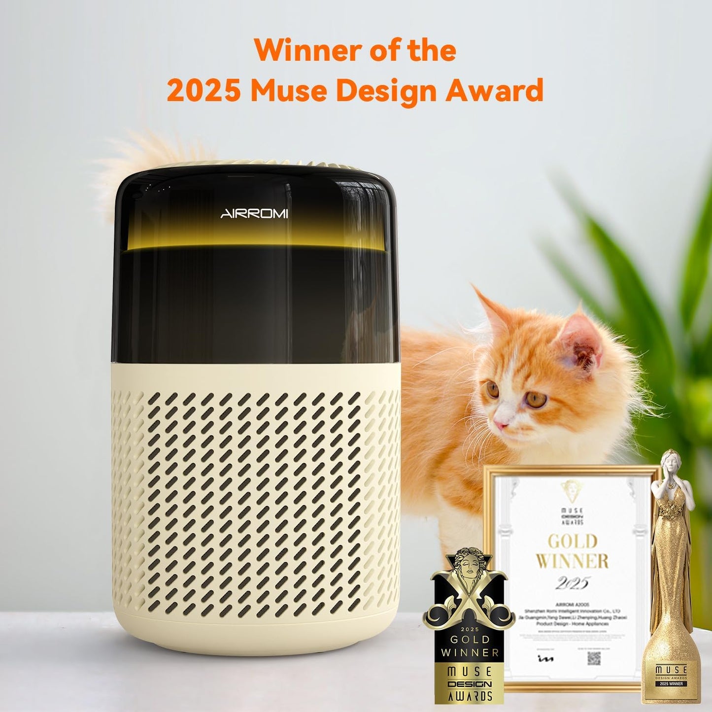 AIRROMI Air Purifier for Bedroom Home,HEPA Filter,Covers Upto 549 Ft²,Quiet 360°intake Air Cleaner