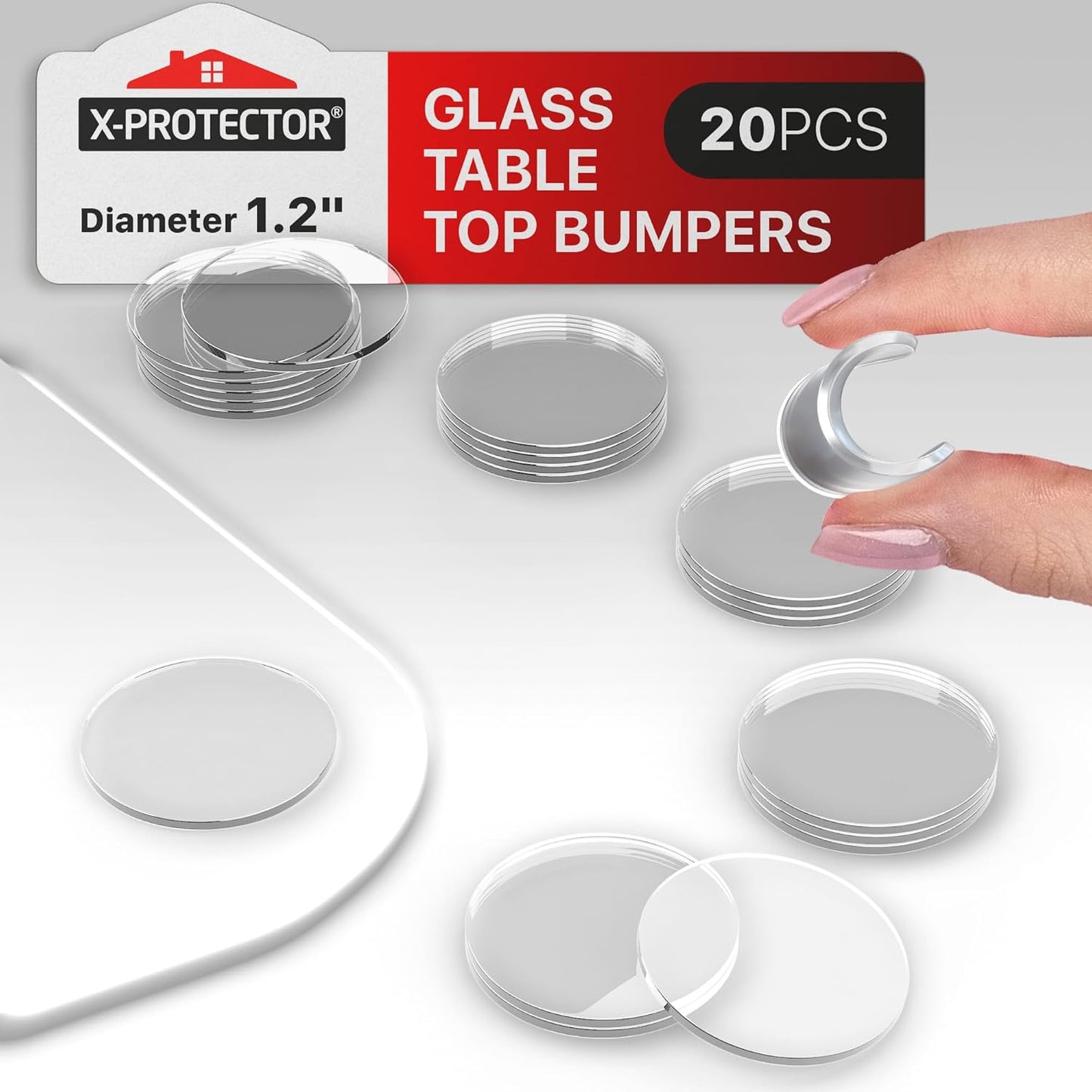 X-Protector Glass Table Top Bumpers - 20 PCS 1.2"- Non-Adhesive Glass Table Top Anti Slip Pads