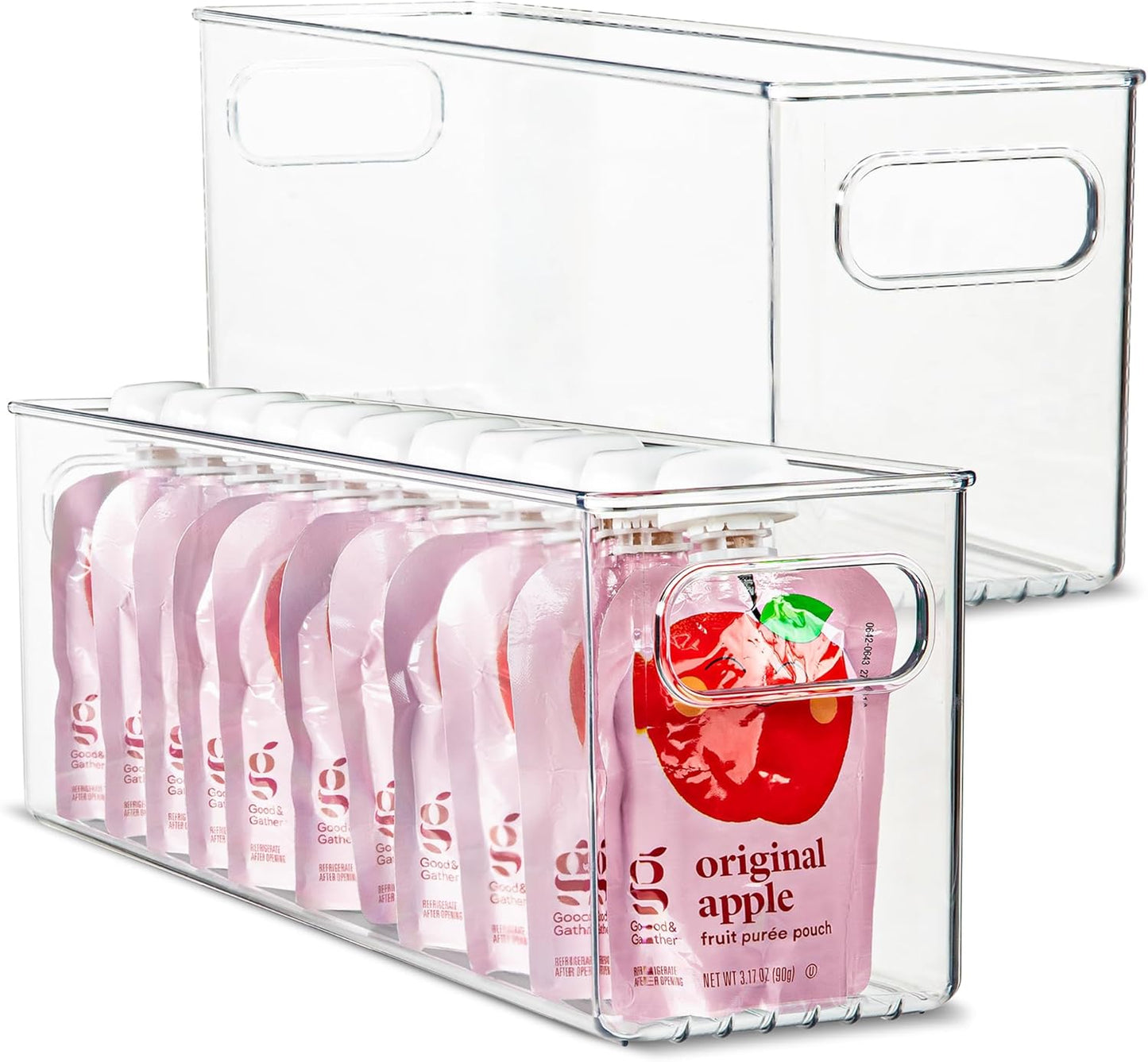Plastic Food Storage 2 Pack Clear Container Bin with Handles for Organizing Kitchen, Pantry