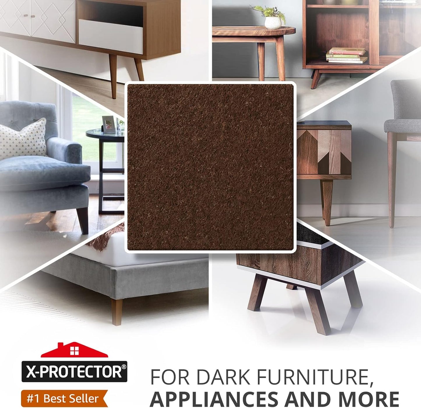 24 Heavy-Duty Felt Furniture Pads 1.5” 1/4” Thick X-Protector! Square Felt Pads for Furniture Feet