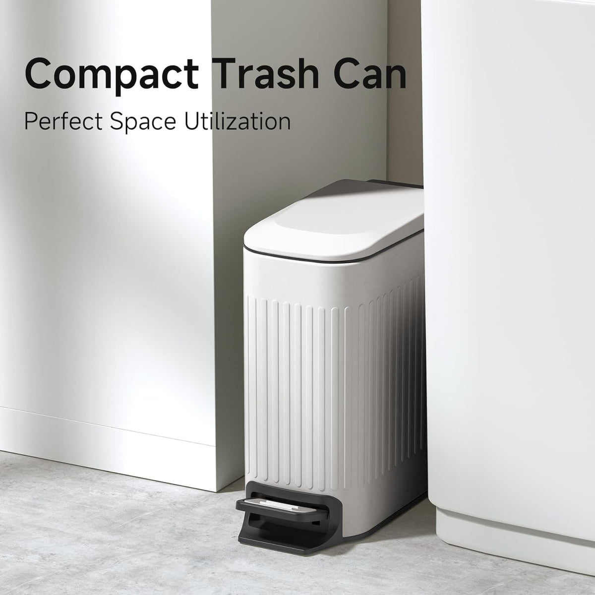 TIPGO Slim Bathroom Trash Can with Lid Soft Close, Step Pedal, 6 Liter / 1.6 Gallon Stainless Steel