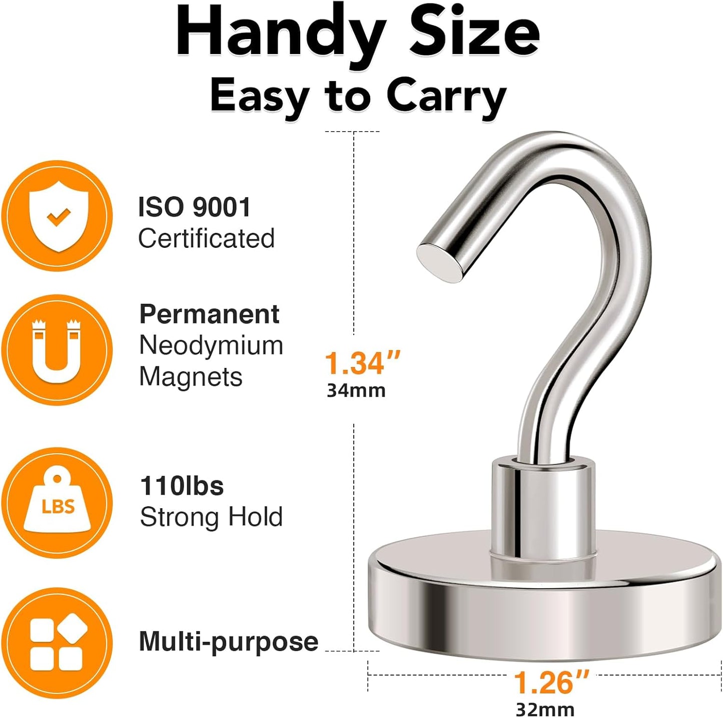 MIKEDE Magnetic Hooks Heavy Duty,110LB+ Strong Magnet with Hook, Super Neodymium Cruise Hooks