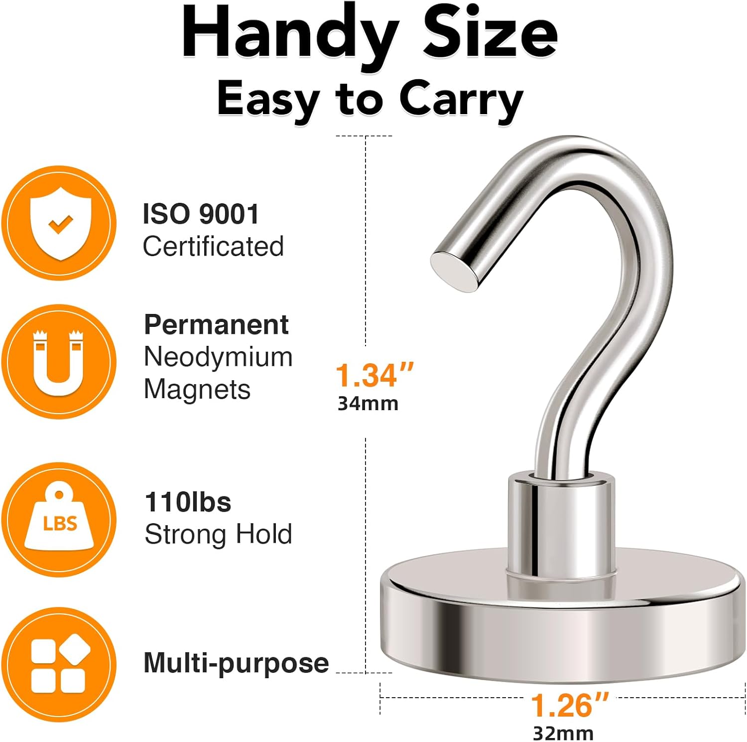 MIKEDE Magnetic Hooks Heavy Duty,110LB+ Strong Magnet with Hook, Super Neodymium Cruise Hooks