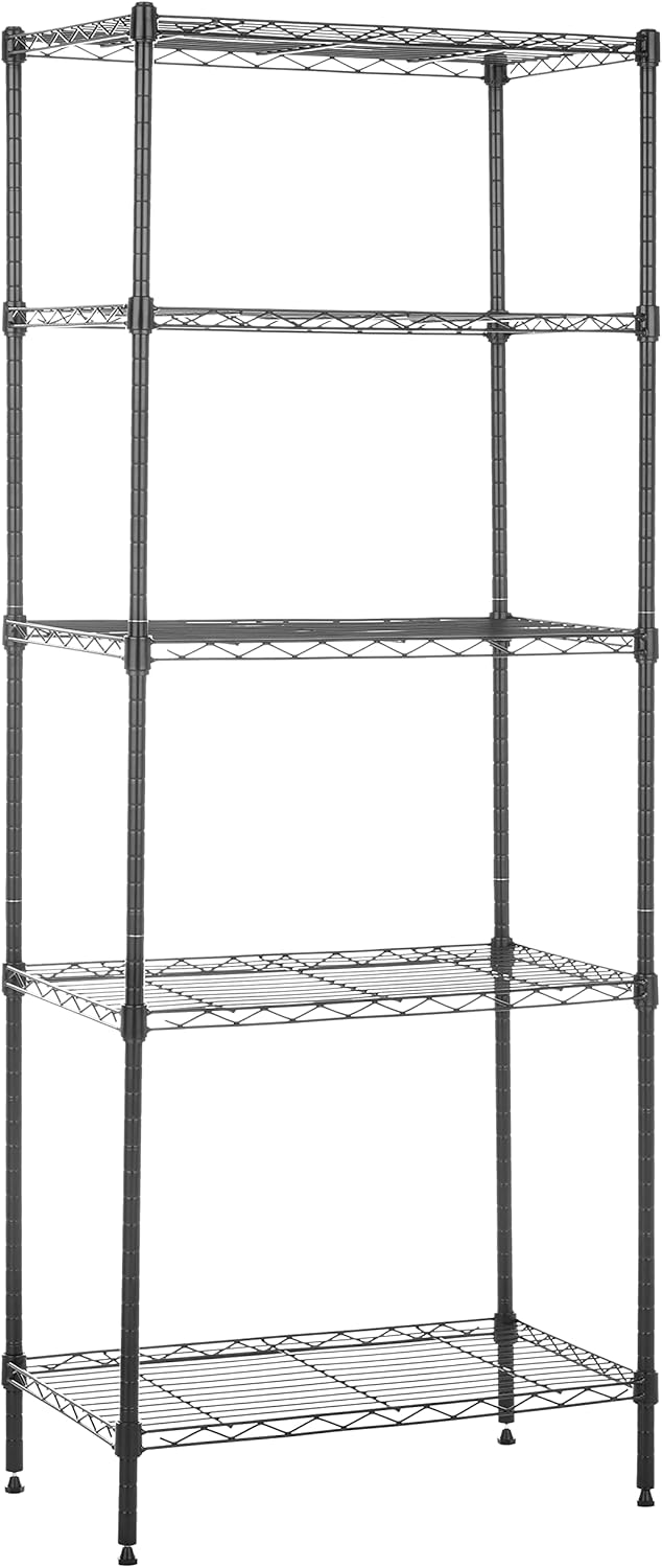 Amazon Basics 5-Shelf Multipurpose Adjustable Sturdy Steel Storage Shelving Unit, Easy Assembly