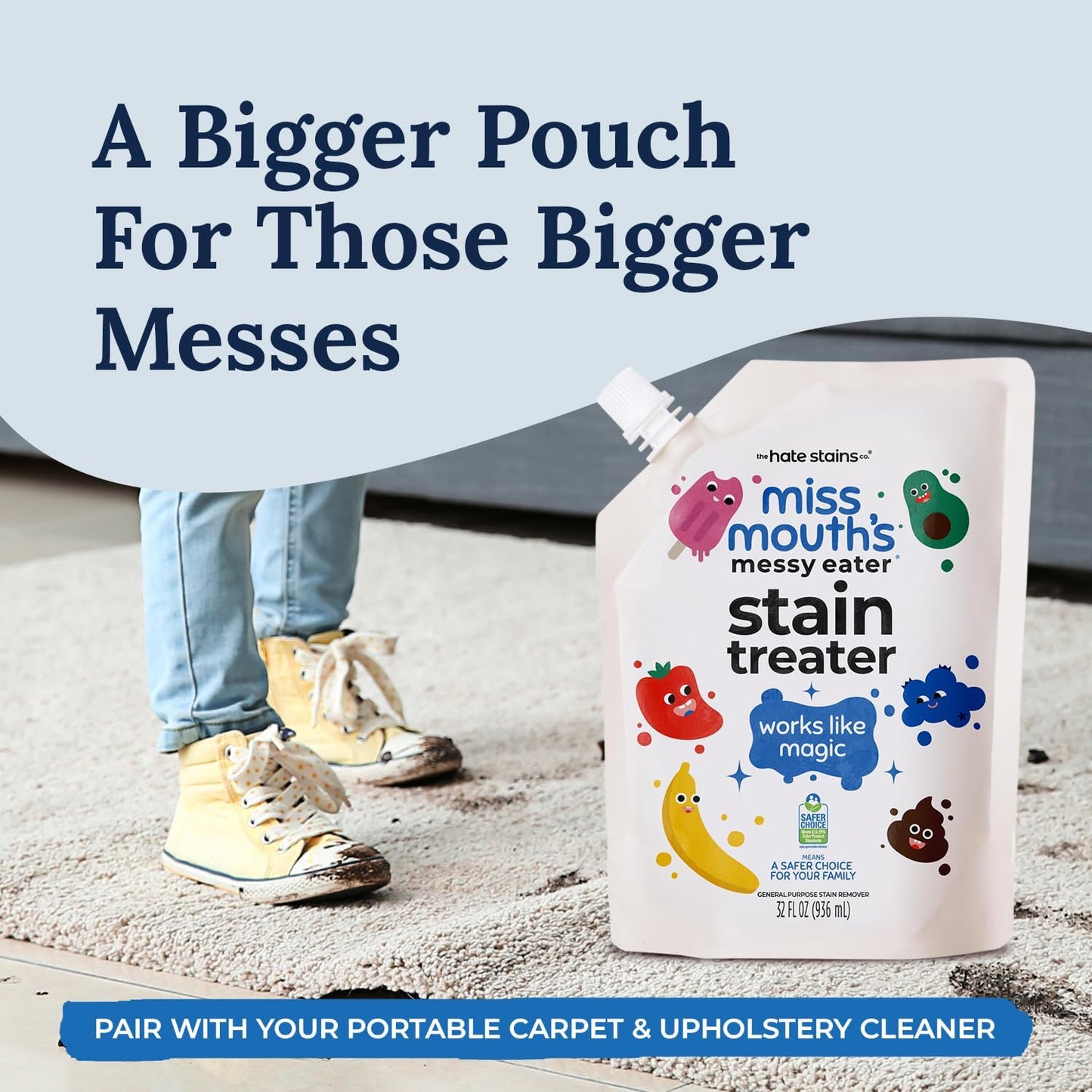 Miss Mouth's Messy Eater Stain Treater - 32oz Refill - Newborn & Baby Essentials - No Dry Cleaning