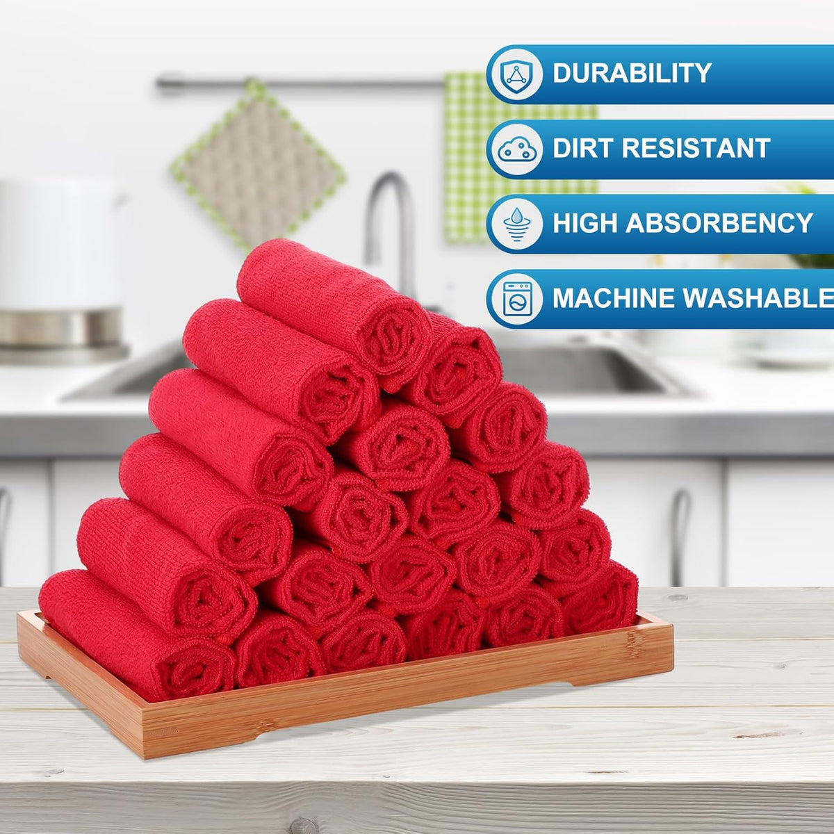 Tenare 100 Pack 12'' x 12'' Microfiber Cleaning Cloths Reusable Cleaning Rags Bulk Microfiber