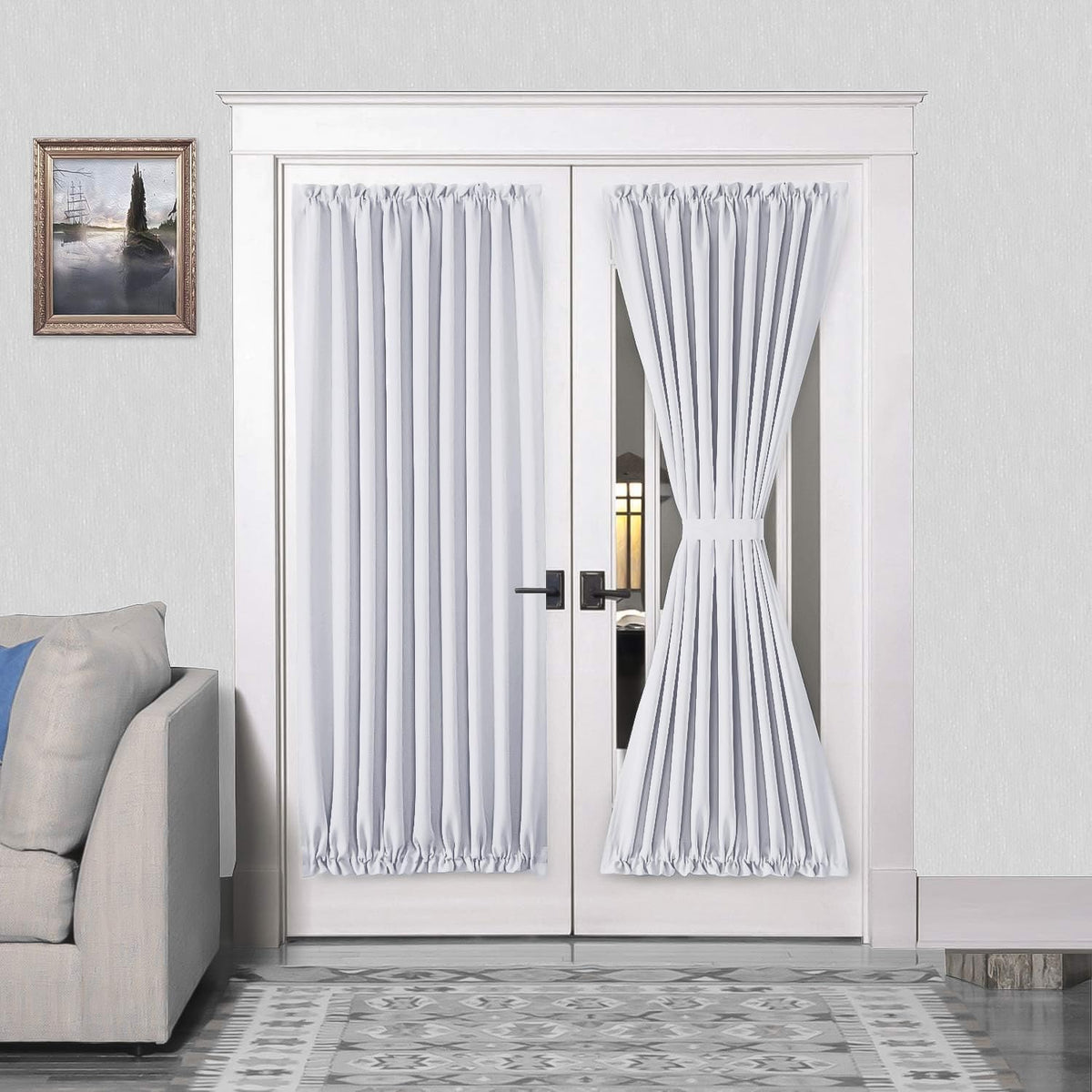 DWCN French Door Curtains – Rod Pocket Thermal Curtain for Doors with Glass Window, Kitchen and