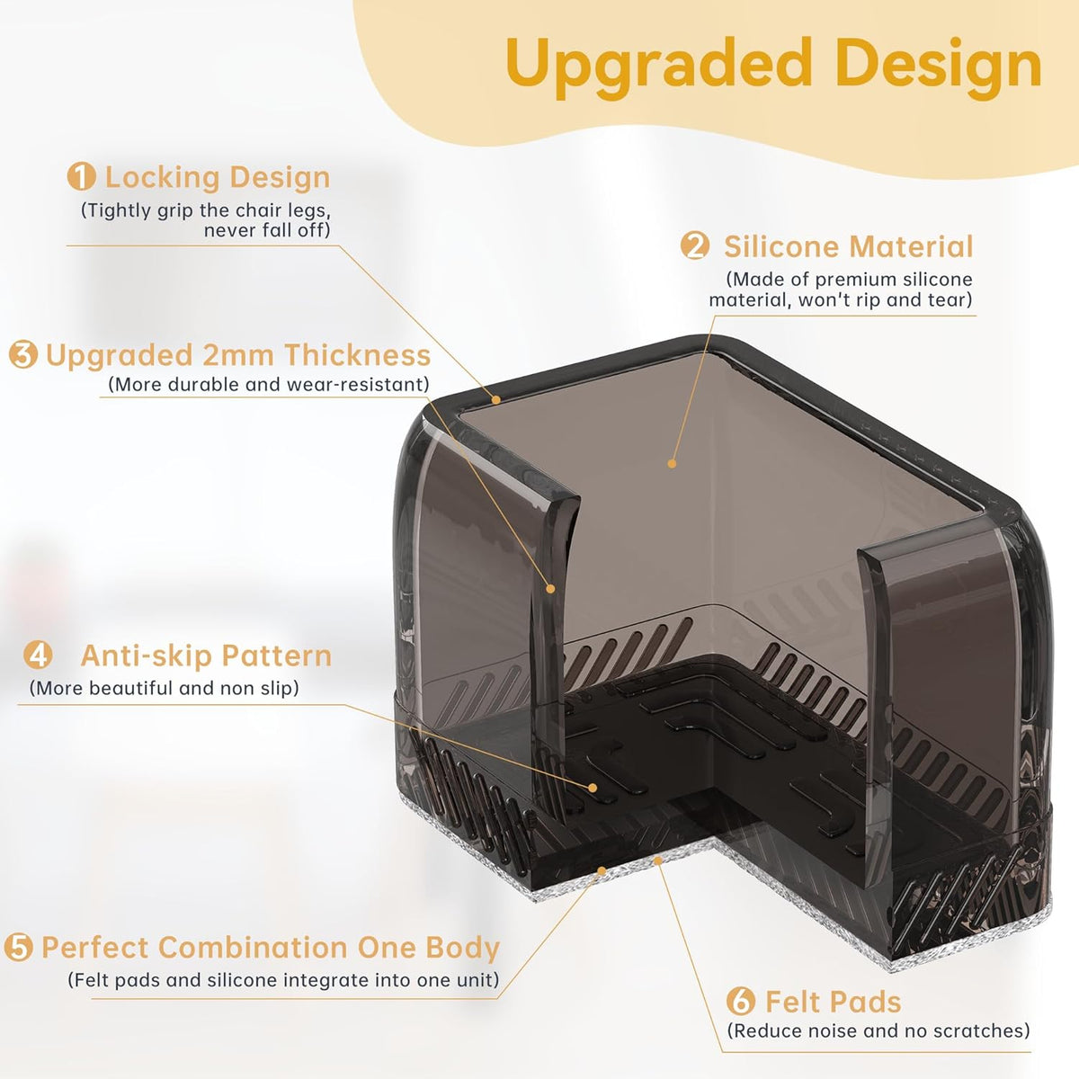 24PCS Rectangular Chair Leg Floor Protectors, Furniture Sliders, Non-Slip Felt Furniture Pads for