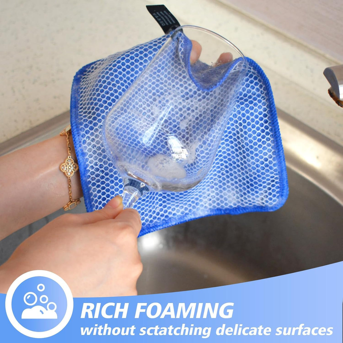 KinHwa Kitchen Washcloths for Dishes Absorbent Microfiber Dish Cloths Quick Dry Dish Rags with Poly