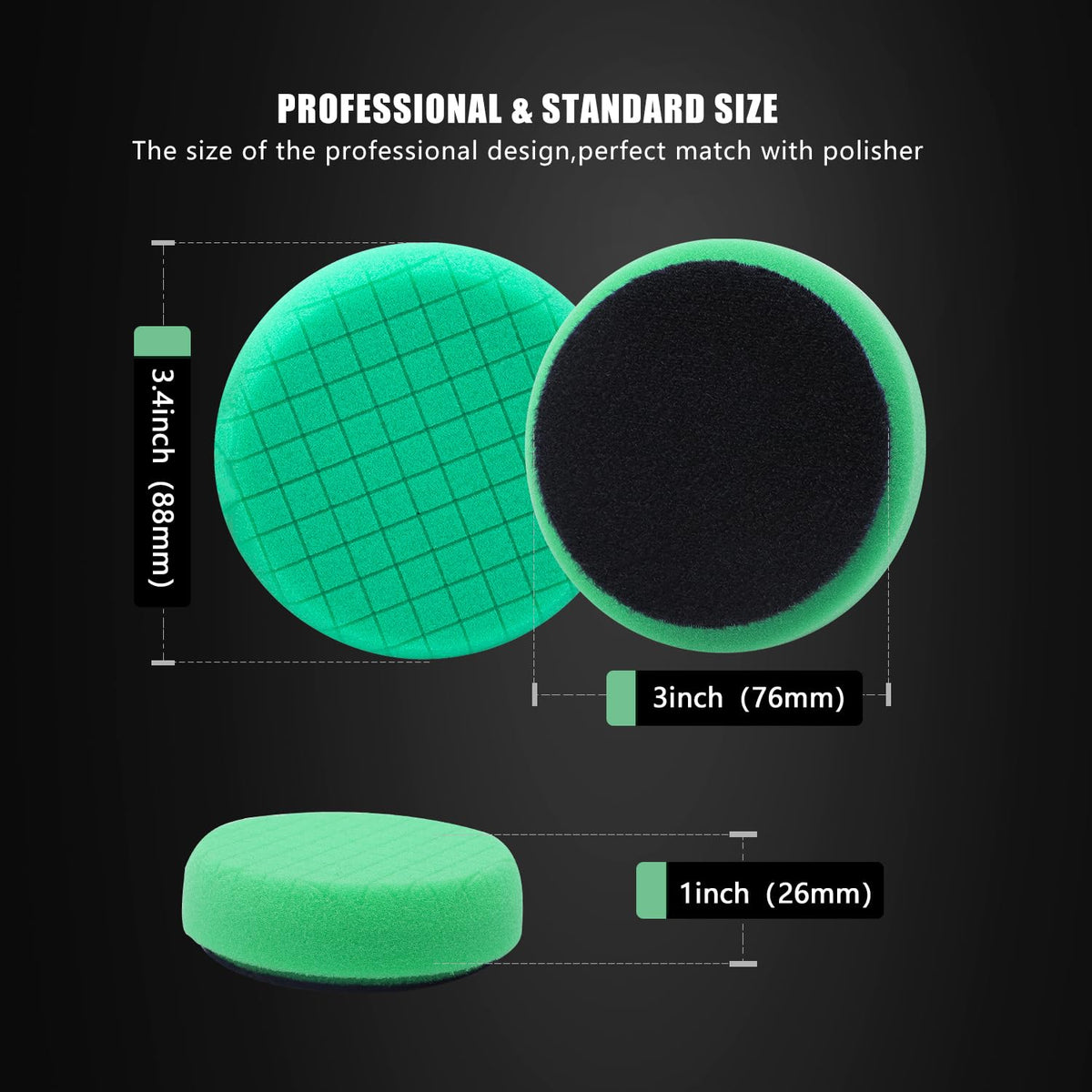 Green Heavy Cut Pad, Buffing Polishing Pads, SPTA 1Pc 3.5 Inch Face for 3 Inch 80mm Backing Plate