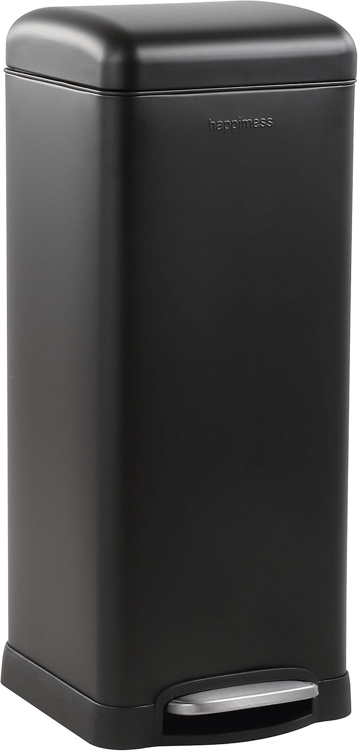 happimess HPM1007B Betty Retro 8-Gallon Step-Open Trash Can with Soft-Close Lid, Fingerprint