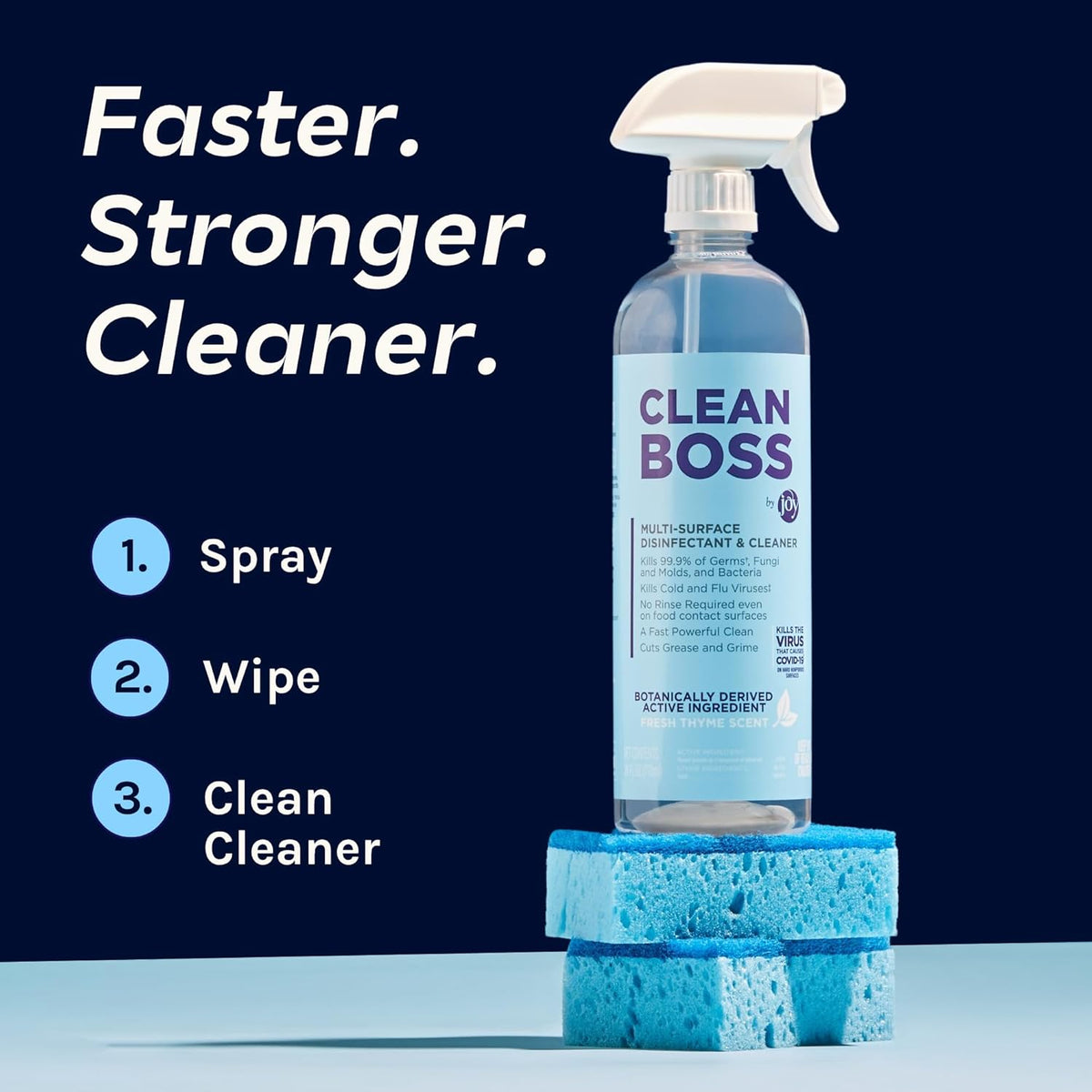 CleanBoss Botanical Disinfectant - Multi-Surface Cleaner - 128 oz - Kills 99.9% of Germs + Cold &