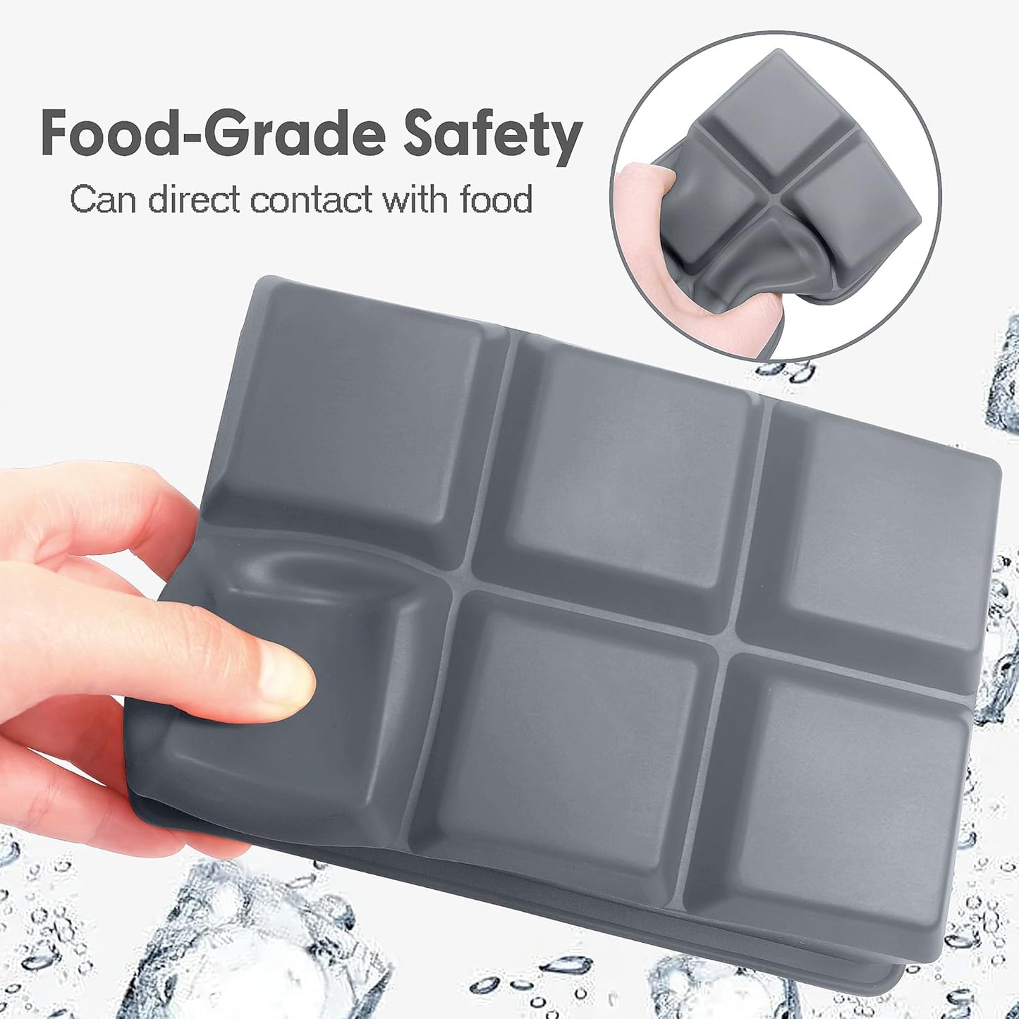 Silicone Ice Cube Trays 3 Pack - Large Size Silicone Ice Cube Molds with Leak Proof Removable Lid