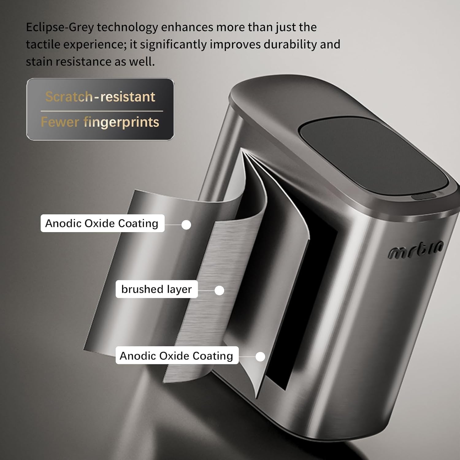 MRBIN Stainless Steel Motion Sensor Bathroom Trash Can, 10L / 2.6gal Slim Smart Toilet Waste Basket