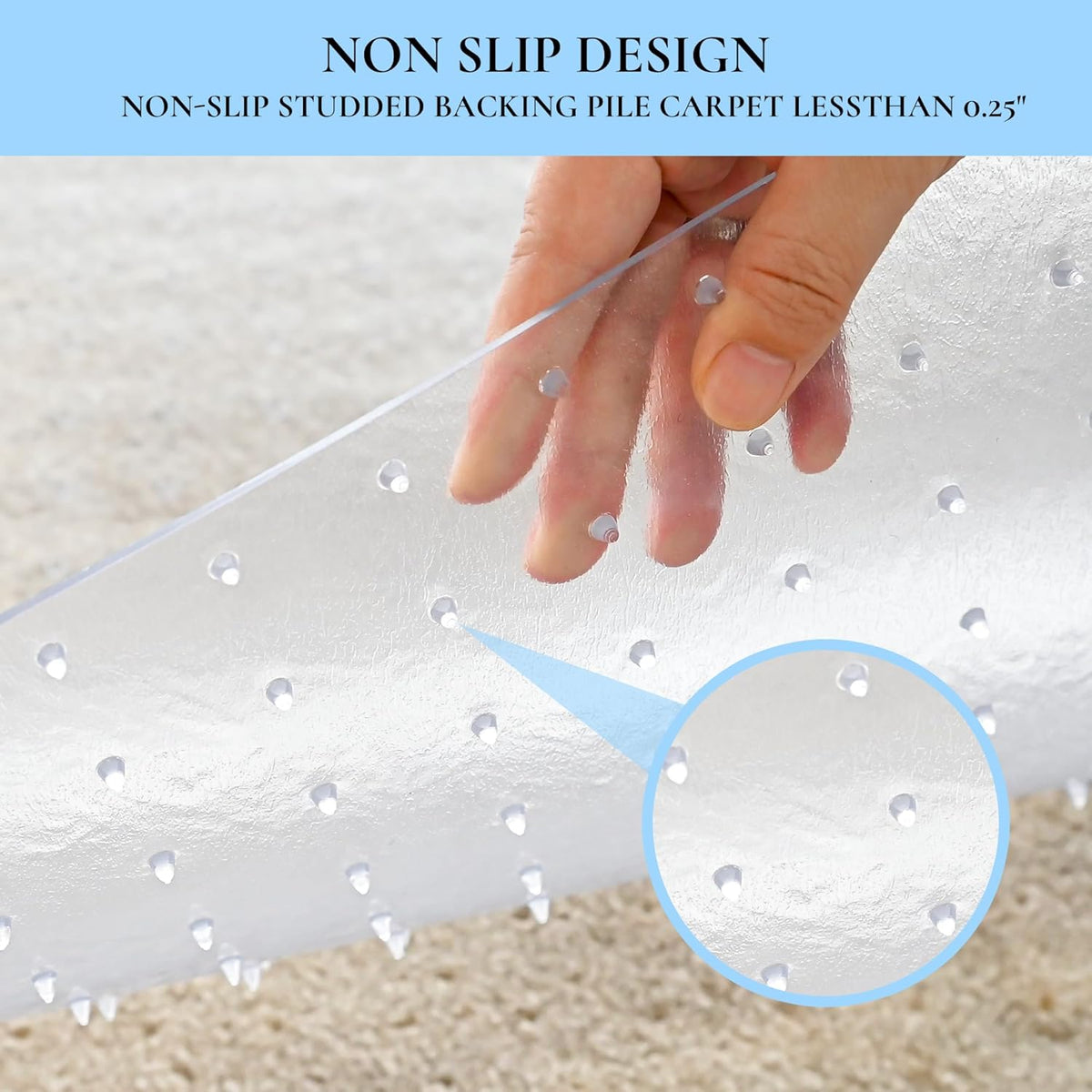 Office Chair Mat for Low Pile Carpet, 48” x 36” Transparent Office Desk Chair Mat for Carpeted