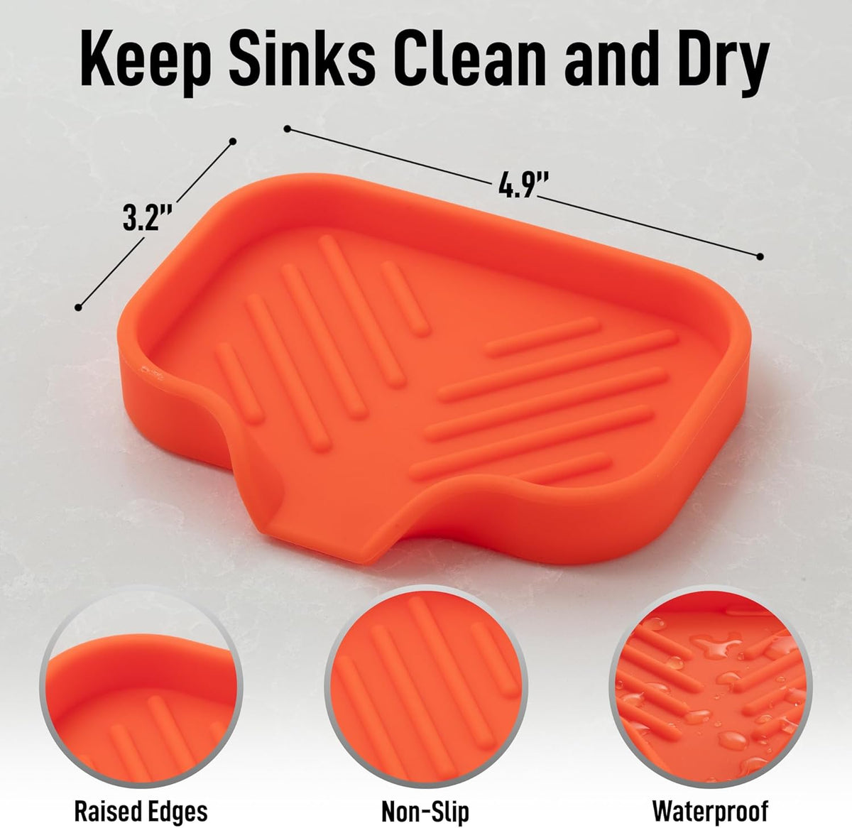 Zulay Kitchen Small Silicone Sponge Holder (4.9x3.3”) – Space-Saving Sink Organizer Tray for