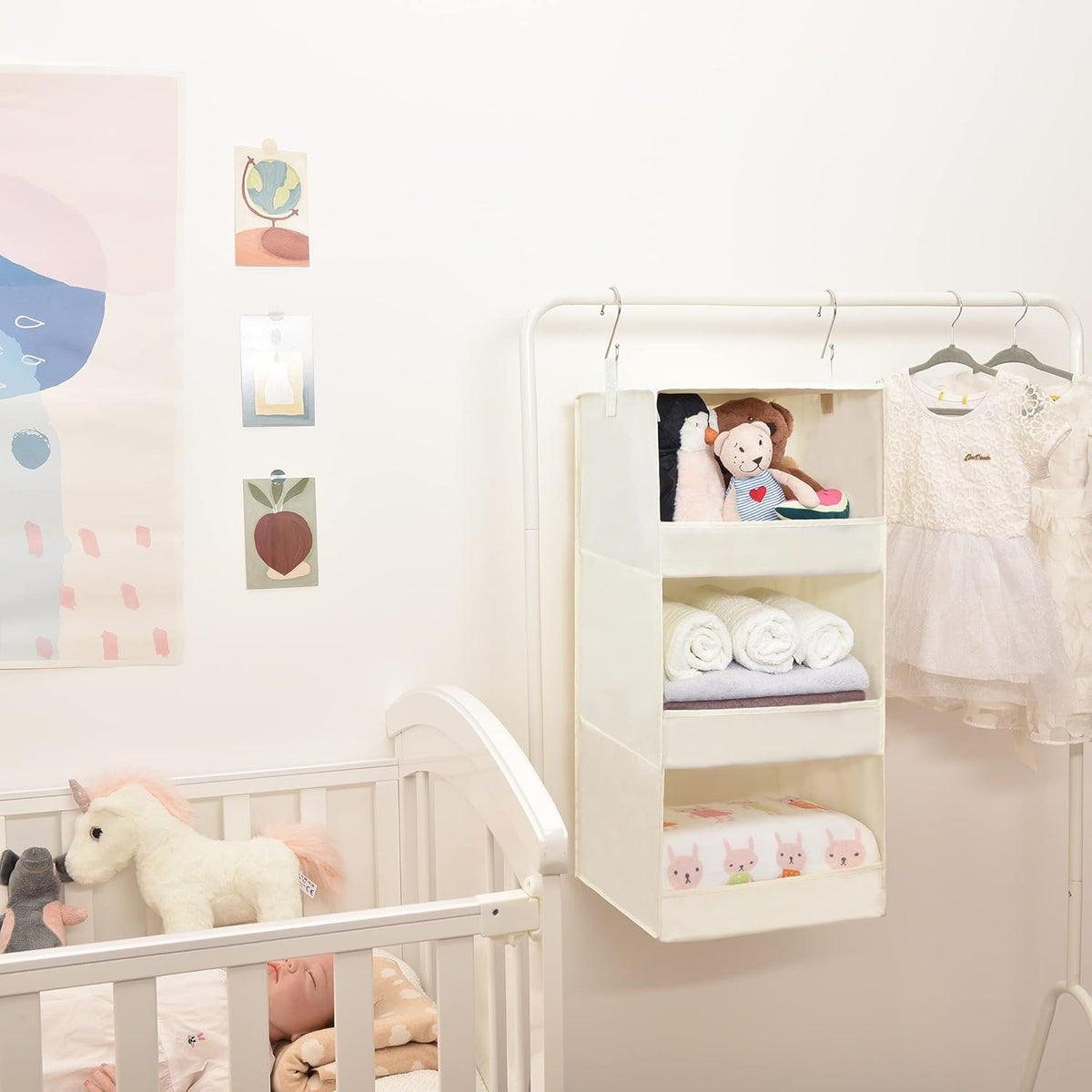 GRANNY SAYS 3-Shelf Hanging Organizer, Foldable Hanging Closet Storage, Hanging Shelves for