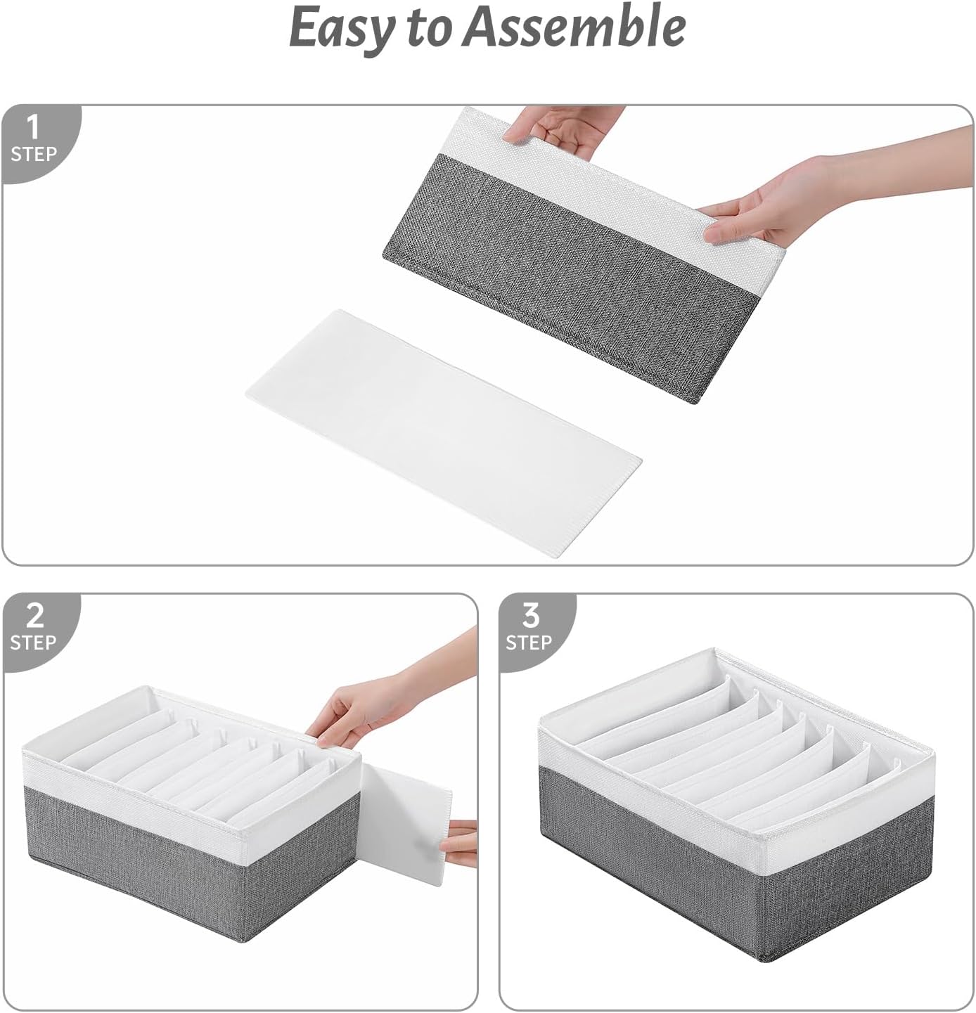 4 Packs T-shirt Drawer Organizers for Clothing,8 Grids Compartment Wardrobe Storage Box, Washable