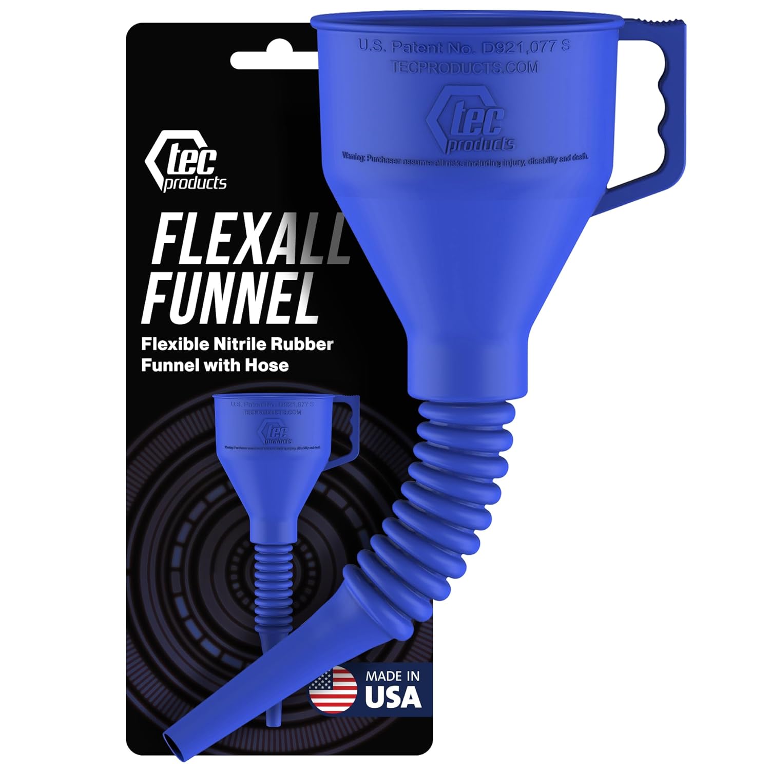 TEC Products FlexAll Long Flexible Funnel for Automotive Use - Durable Nitrile Rubber - Ideal for