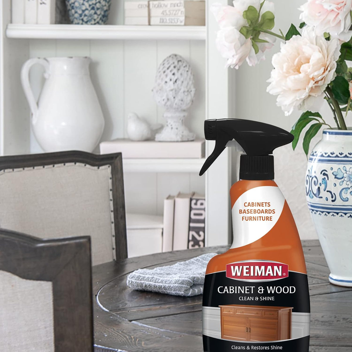 Weiman Cabinet and Wood Cleaner, Shine, Clean and Protect Spray - For Wood Cabinets, Furniture