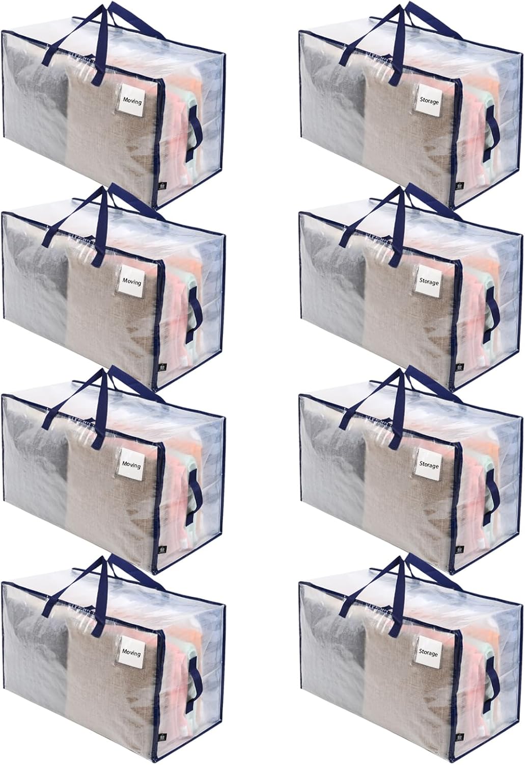 VENO 8 Pack Moving and Storage Bags, Heavy Duty, Alternative to Moving Boxes, Large Packing Totes