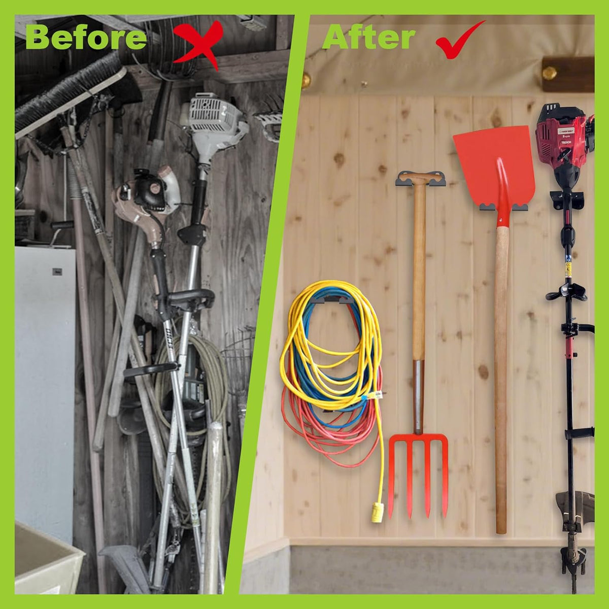 2Pcs Garage Organizer Trimmer Rack,Garden Power Tool Hanger Weed Whackers Holder Wall Mounted for