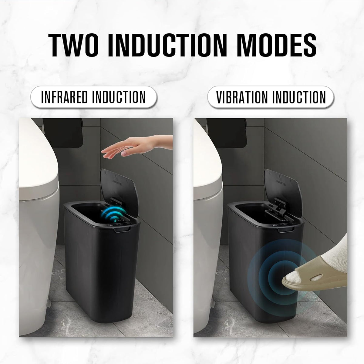 Cesun Automatic Motion Sensor Black Bathroom Trash Can with Lid, 2.6 Gallon Touchless Trash Bin