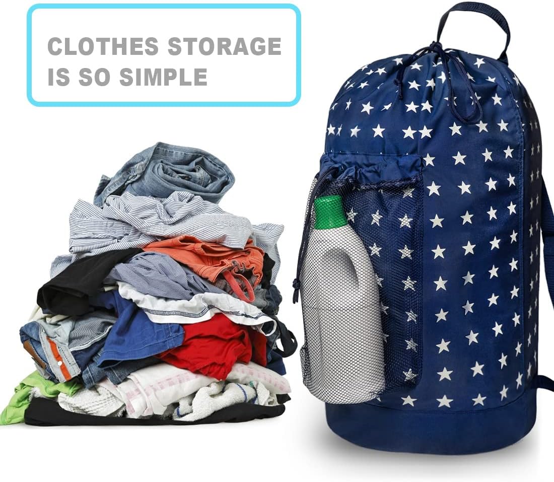 Dalykate Backpack Laundry Bag, Laundry Backpack with Shoulder Straps and Mesh Pocket Durable Nylon