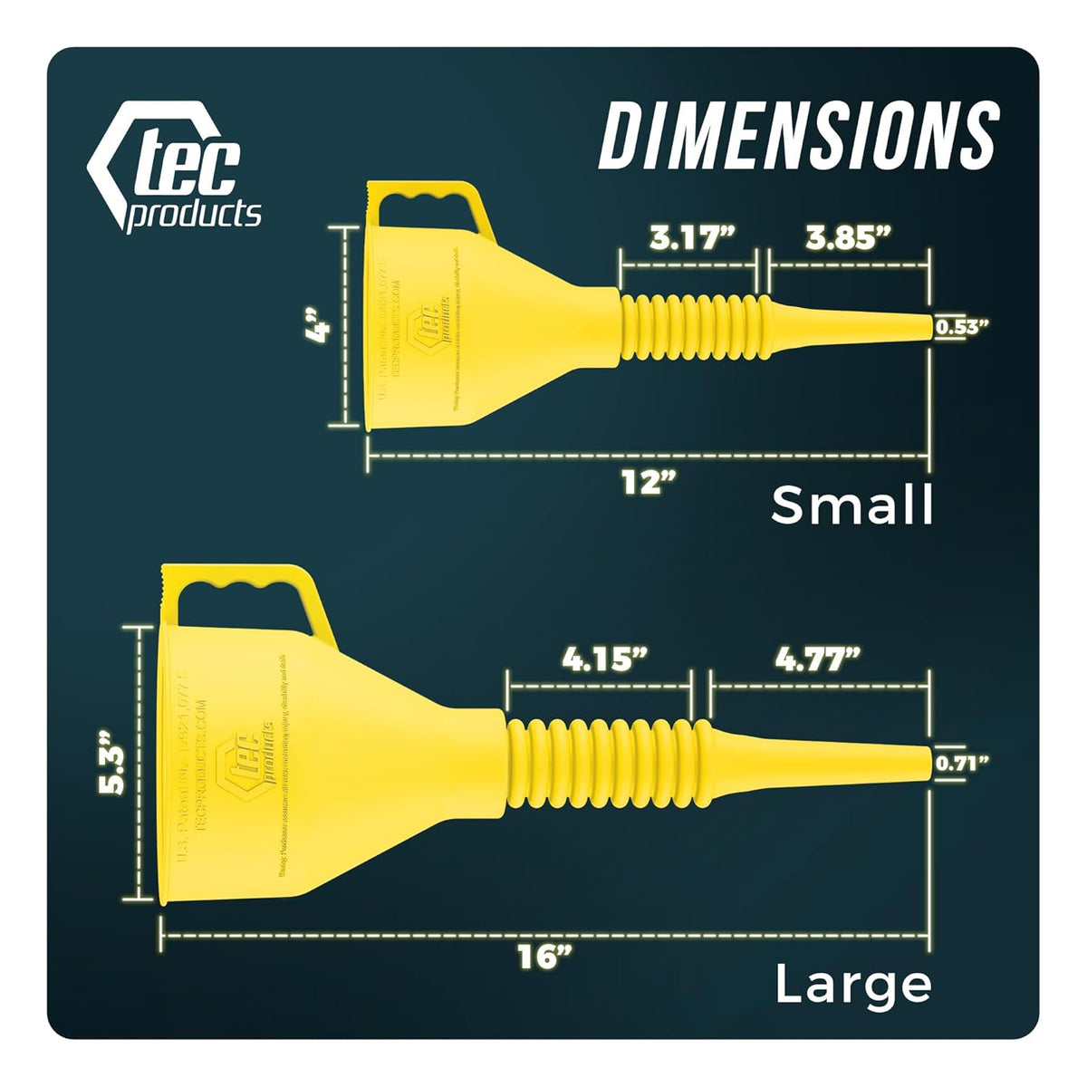 TEC Products FlexAll Long Flexible Funnel for Automotive Use - Durable Nitrile Rubber - Ideal for