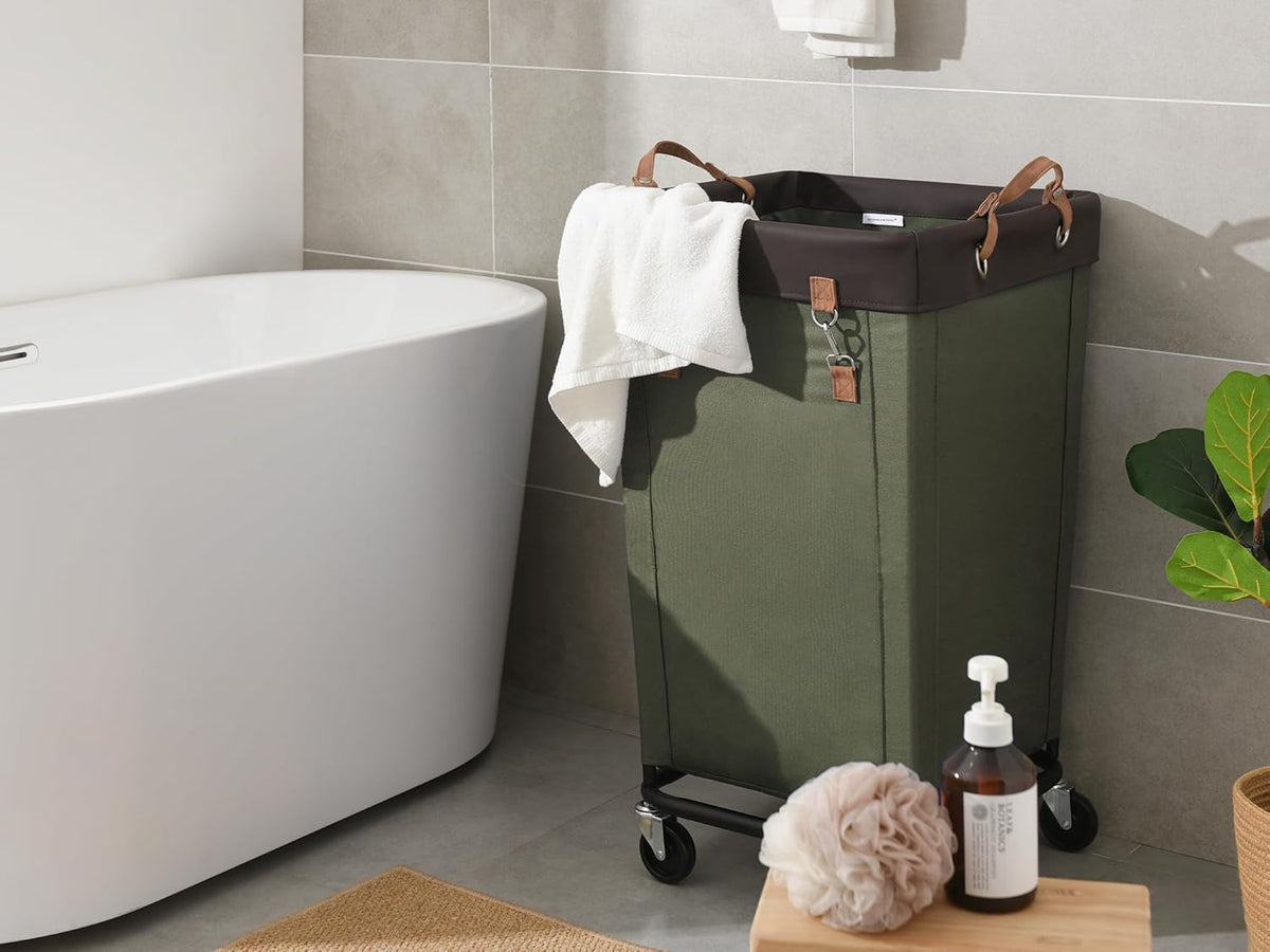 StorageWorks 160L Laundry Basket with Wheels, Large Rolling Hampers for Clothing Organizer, Dirty
