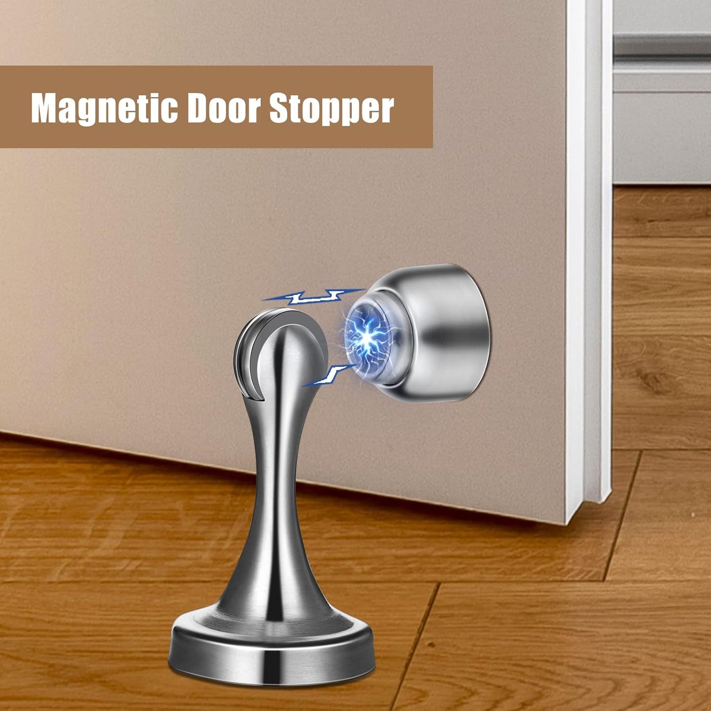 8 Pcs Magnetic Door Stoppers Stainless Steel Door Stops Magnetic Catch Holder with Screws for Wall