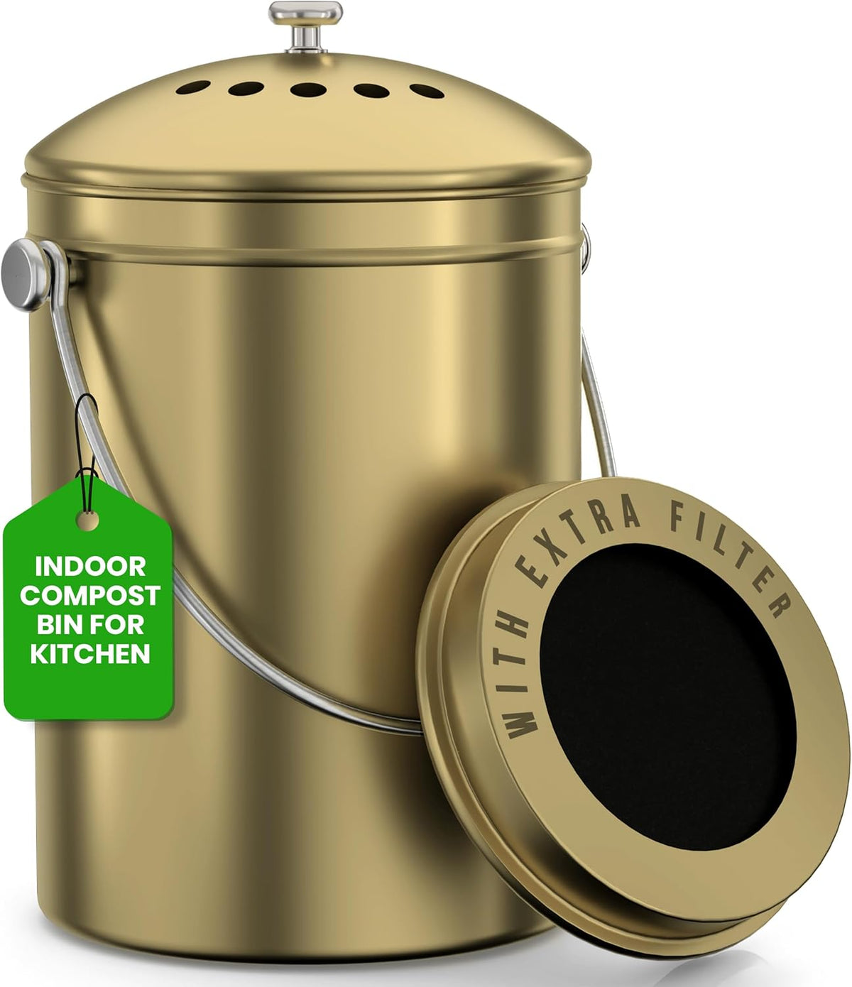 Utopia Kitchen Compost Bin for Kitchen Countertop - 1.3 Gallon Compost Bucket for Kitchen with Lid