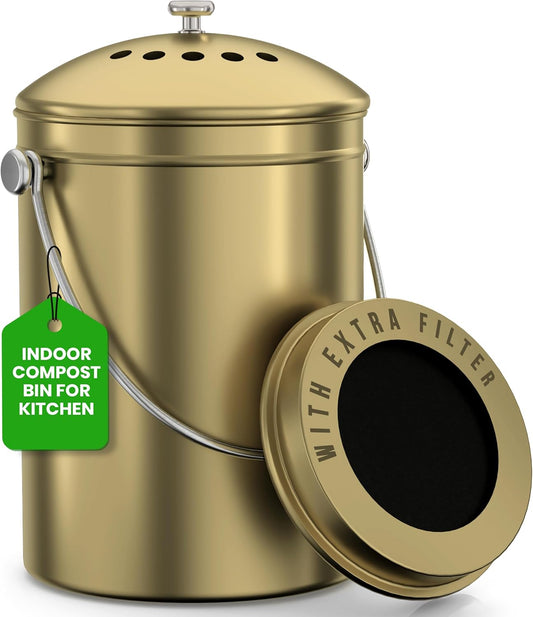 Utopia Kitchen Compost Bin for Kitchen Countertop - 1.3 Gallon Compost Bucket for Kitchen with Lid