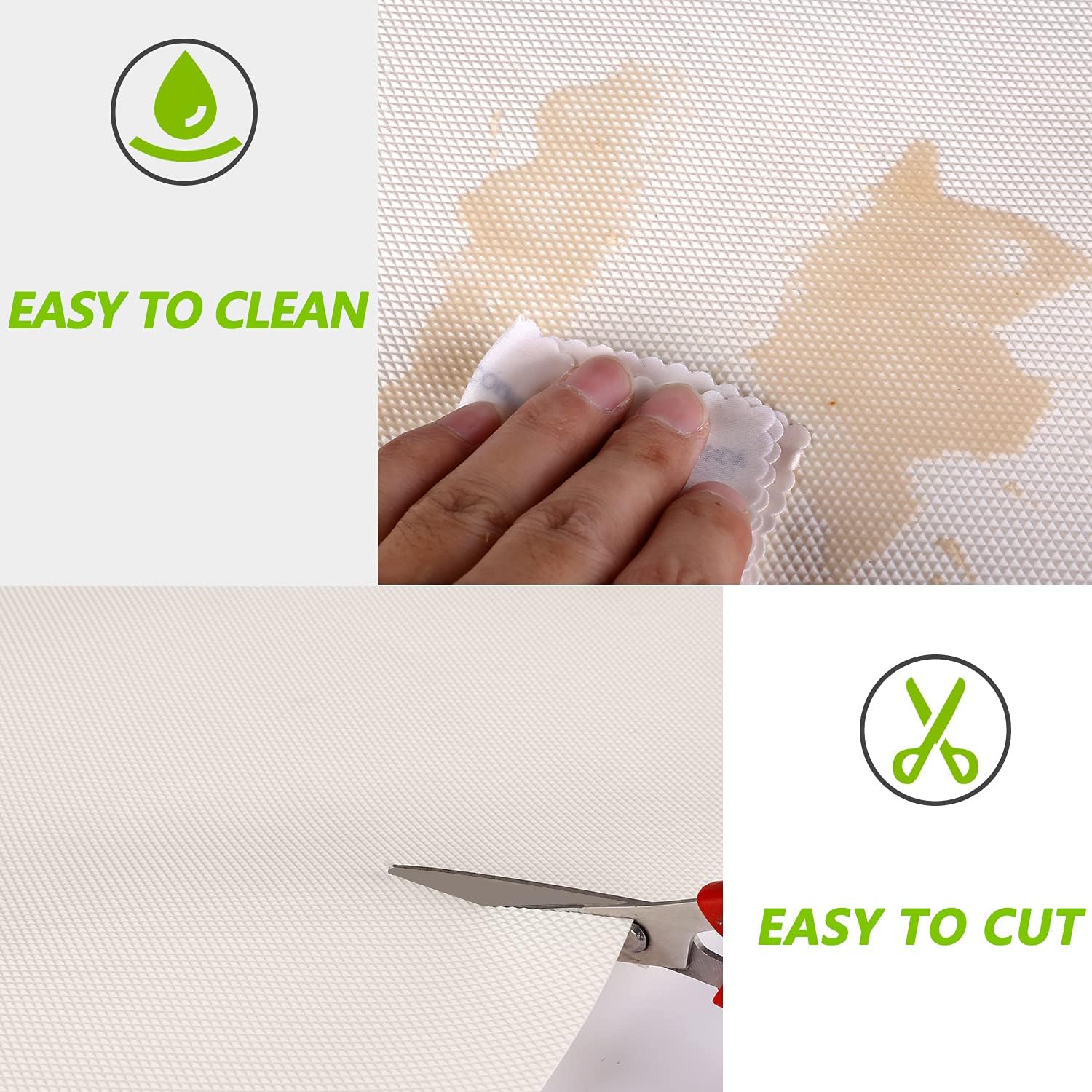 Kitchen Shelf Liner Drawer Liners, Non-Adhesive Refrigerator Liners Waterproof Fridge Mats with
