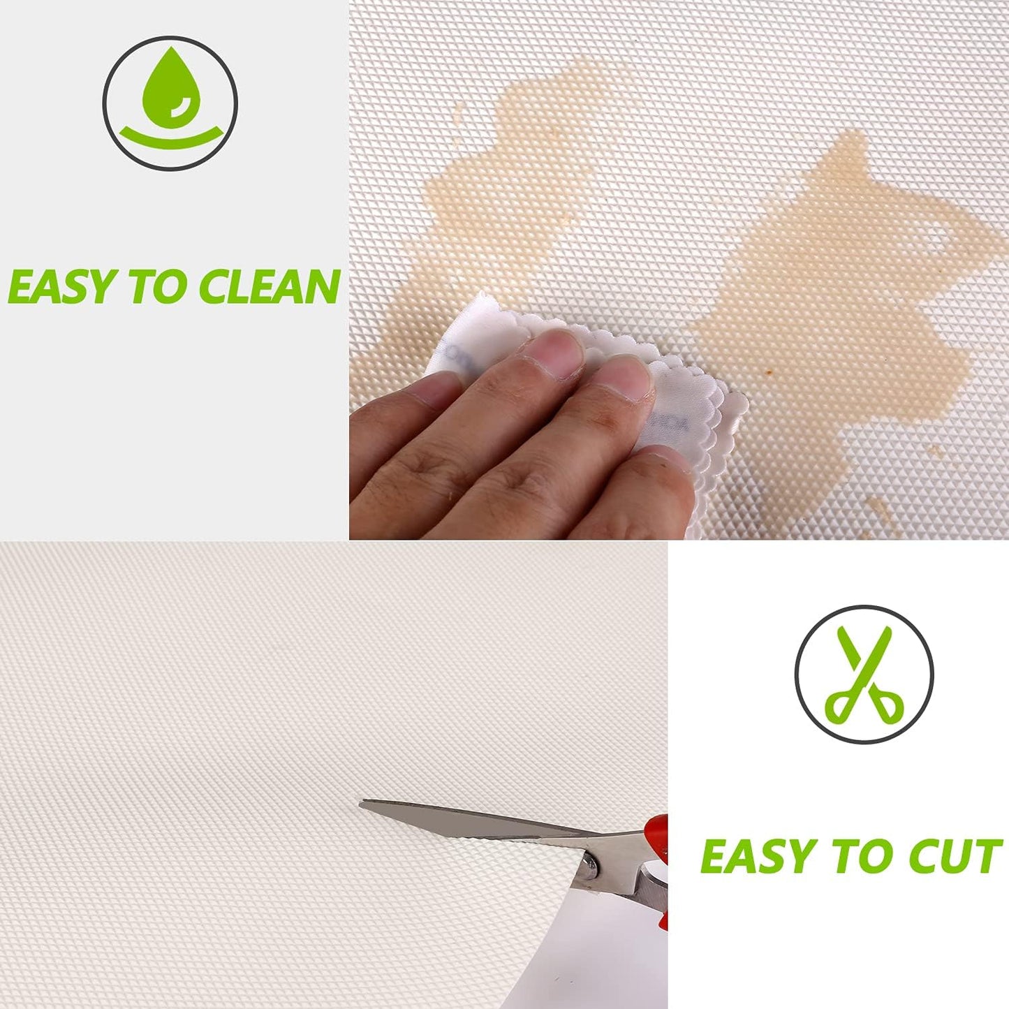 Kitchen Shelf Liner Drawer Liners, Non-Adhesive Refrigerator Liners Waterproof Fridge Mats with