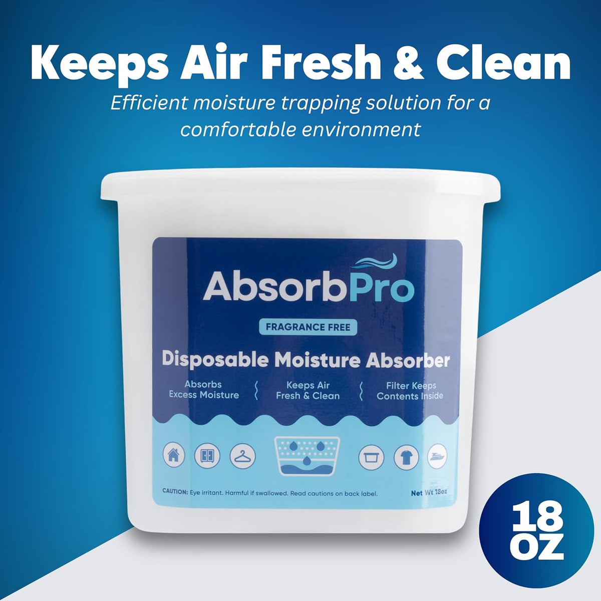 Moisture Absorber Tub Fragrance Free - 3-Pack - 18 oz Unscented Disposable Odor Eliminator Box &
