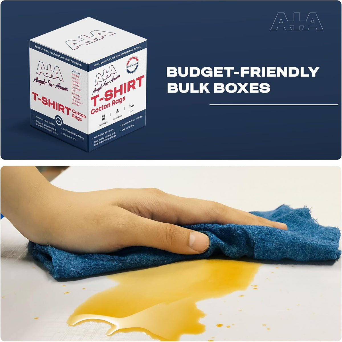 Angel-in-Armor Colored T-Shirt Rags – 5lb Box of Recycled Cotton Knit Shop Rags – Low Lint Cleaning