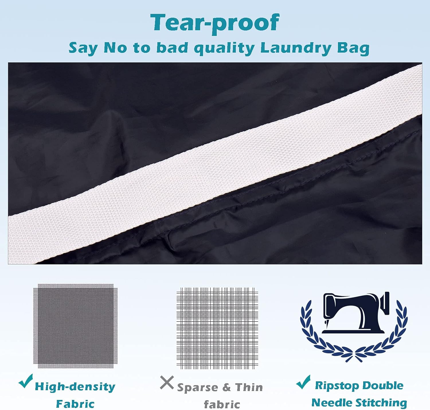 Heavy Duty Laundry Bag 2 Pack XL Nylon Laundry Bags with Straps, Washable Large Dirty Clothes