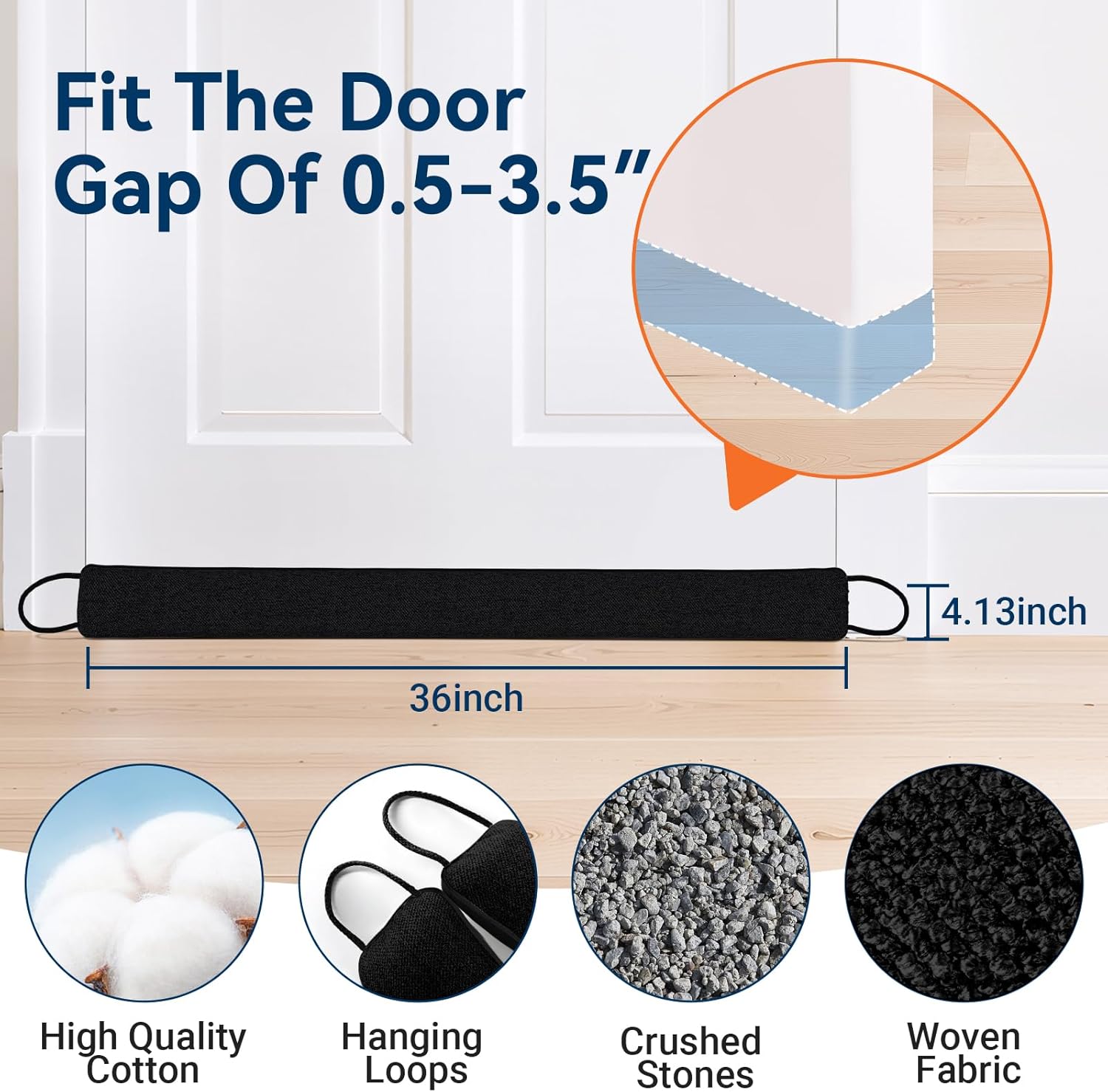 Door Draft Stopper for Bottom of Door, 36’’ Heavy Duty Under Door Draft Blocker Gap Filler, Door