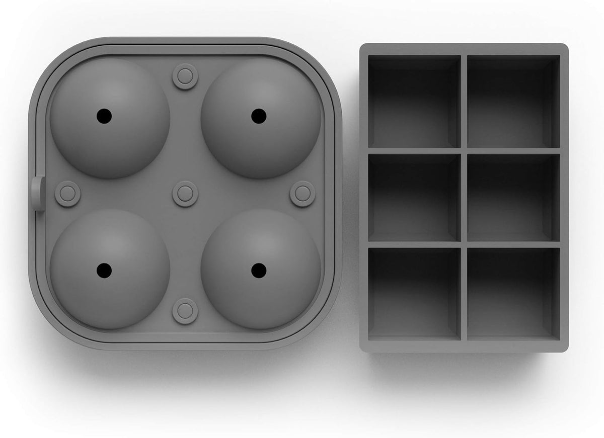 glacio Ball Ice Cube Tray and Big Ice Cube Molds for Whiskey, Slow-Melting, 100% Silicone